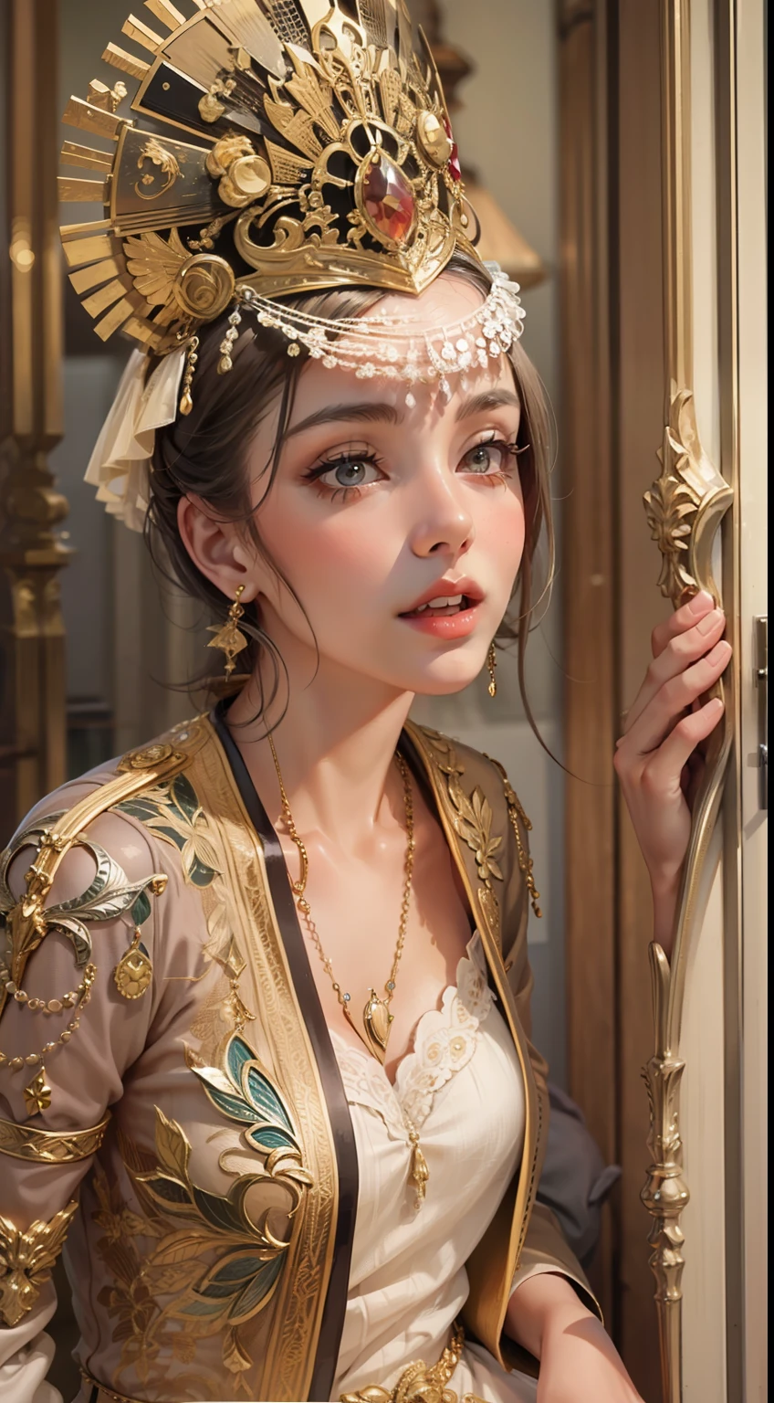 Beautiful woman in intricate Retro Vintage Glam Outfit
