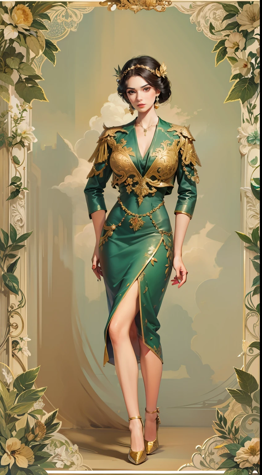 Beautiful woman in intricate Retro Vintage Glam Outfit