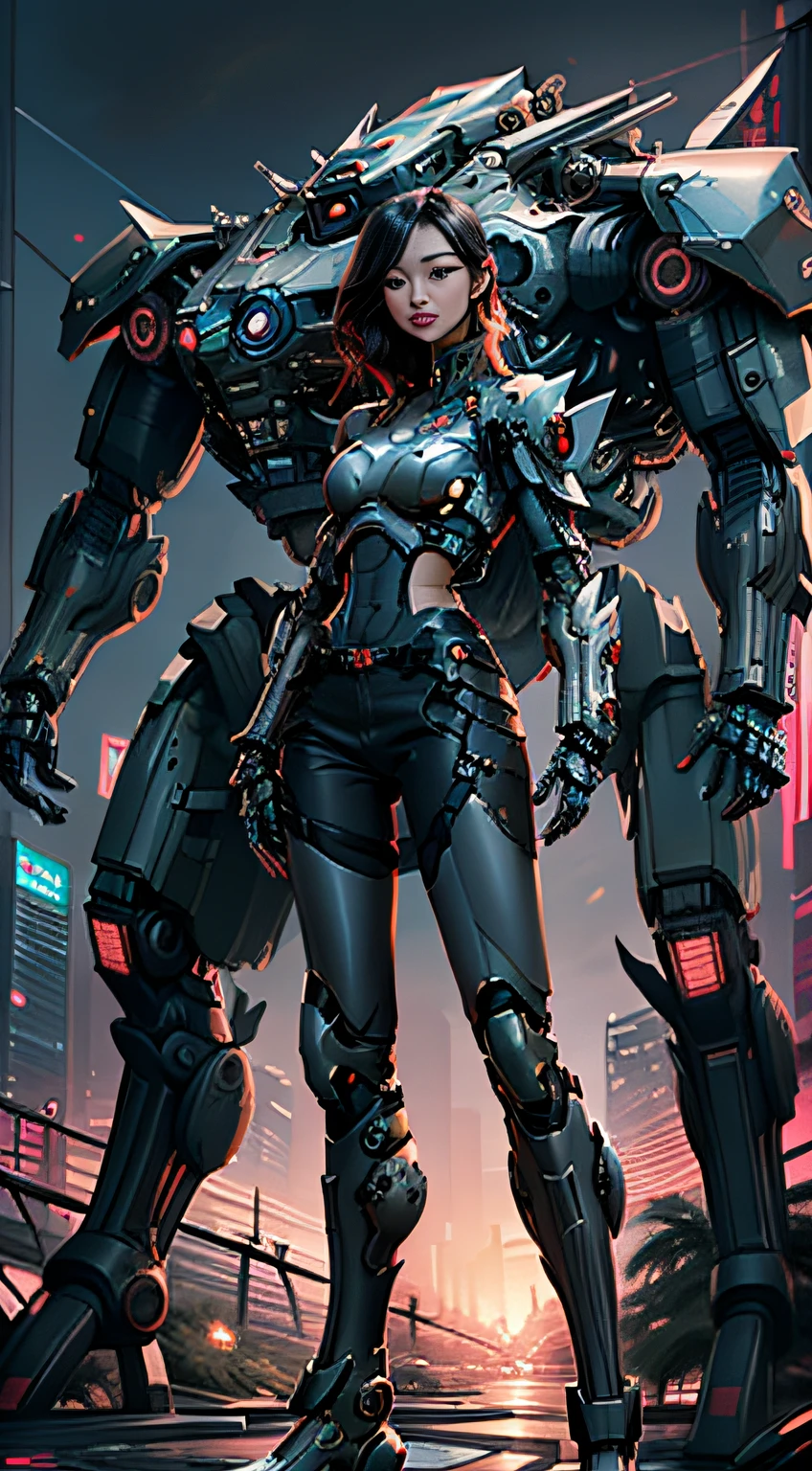 Boutique,best quality,titanium jewelry,(slip out feet),Fairy skin,(Fidelity :1.2),Standing,Super Detailed,realistic,High quality,Movie Light,Ray tracking,Ultra HD,Upper body
Asian woman in military cargo pants and jacket standing next to giant robot, Guweiz style artwork, CyberPunk mech, Trends on CGSTATION, Guweiz, Russell Dongjun Lu, digital cyberpunk anime art, Ross Tran 8 K, Guweiz on ArtStation Pixiv, Girl in mecha network armor