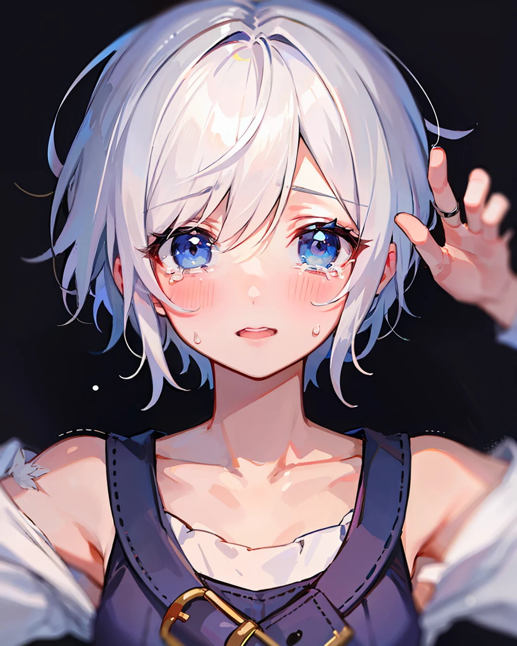 Crying white-haired girl