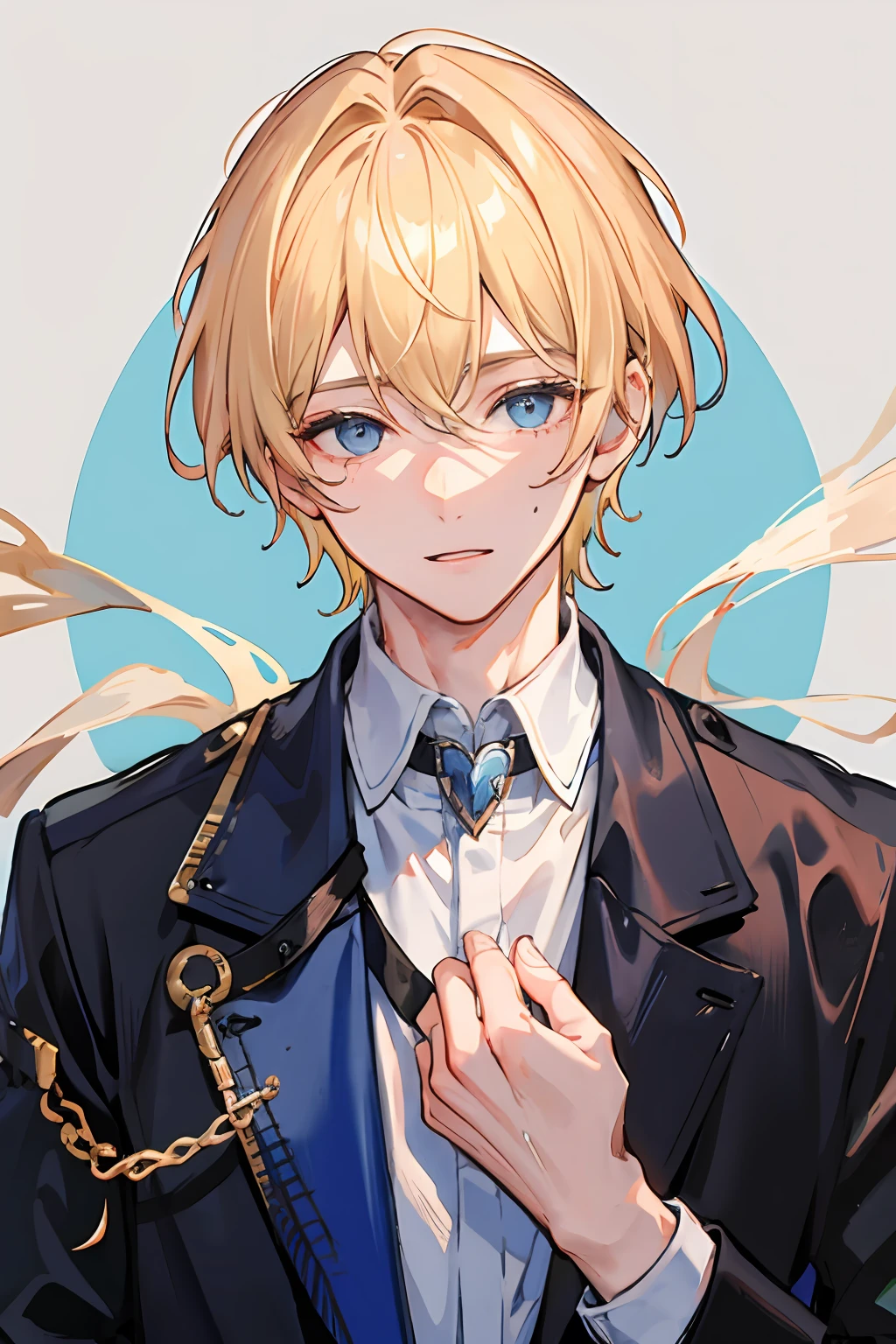 1 boy, blonde hair, blue eyes, 20 years old