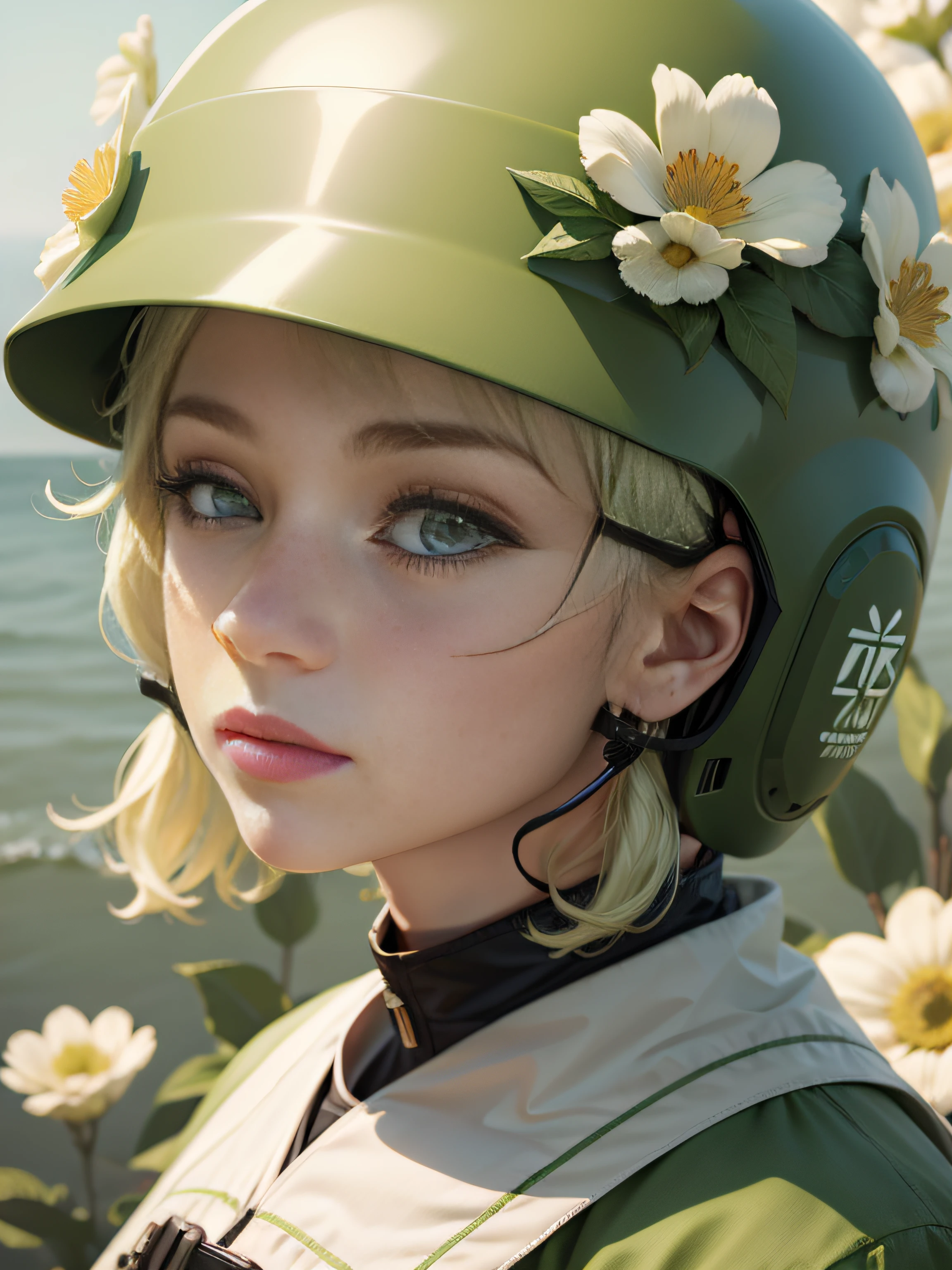 Flowery green background 4K national tide helmet