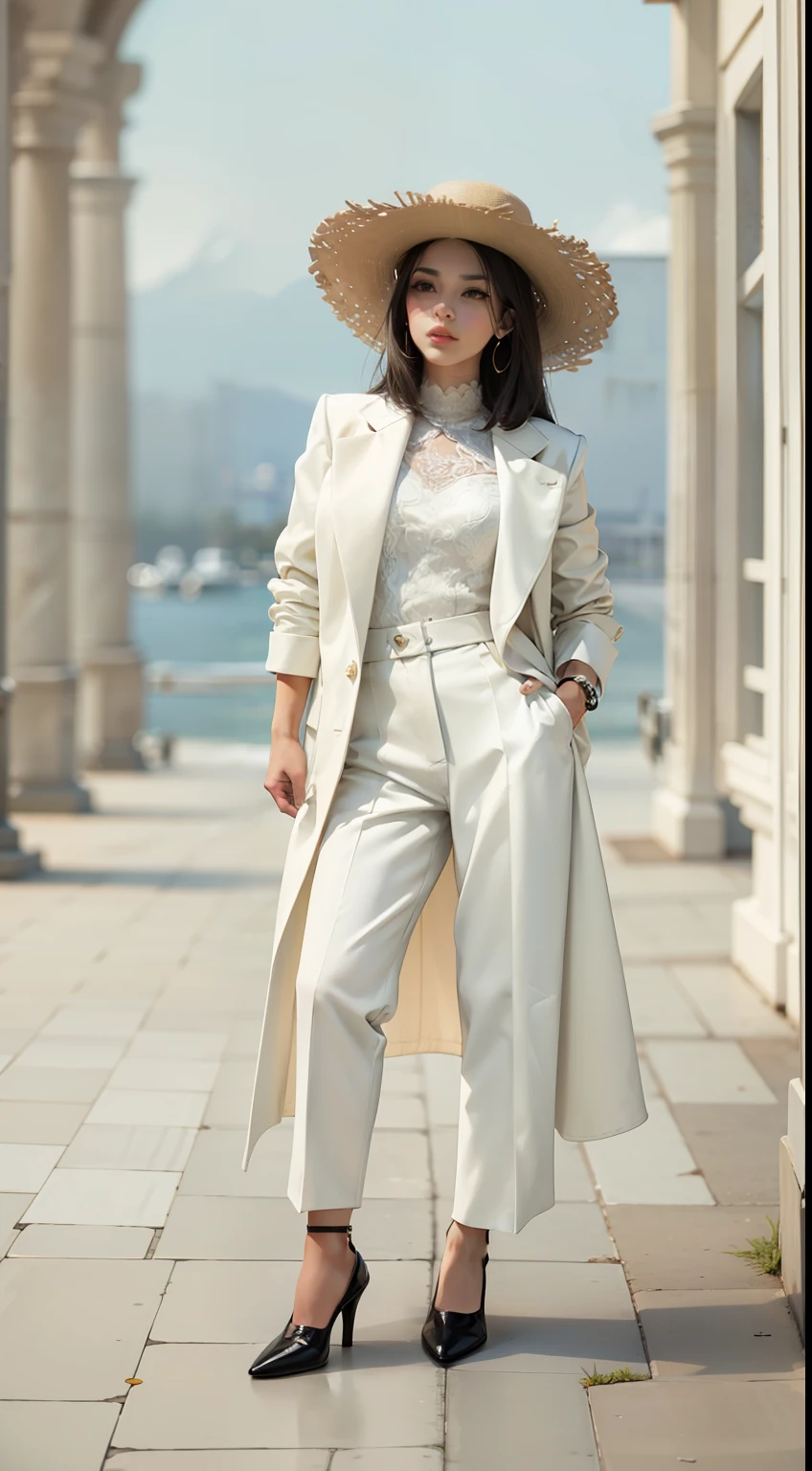 Beautiful woman in intricate Minimalist and Chic Outfit