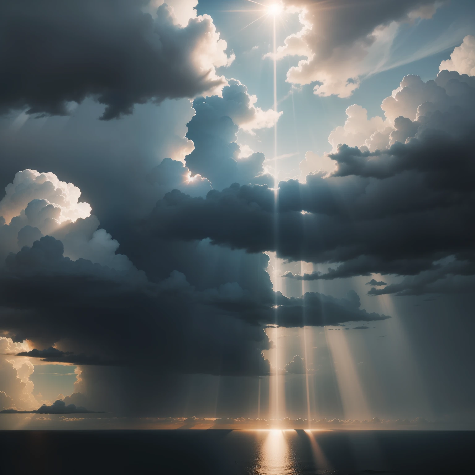 As the sun's rays of light touch the dark clouds, they begin to dissipate,