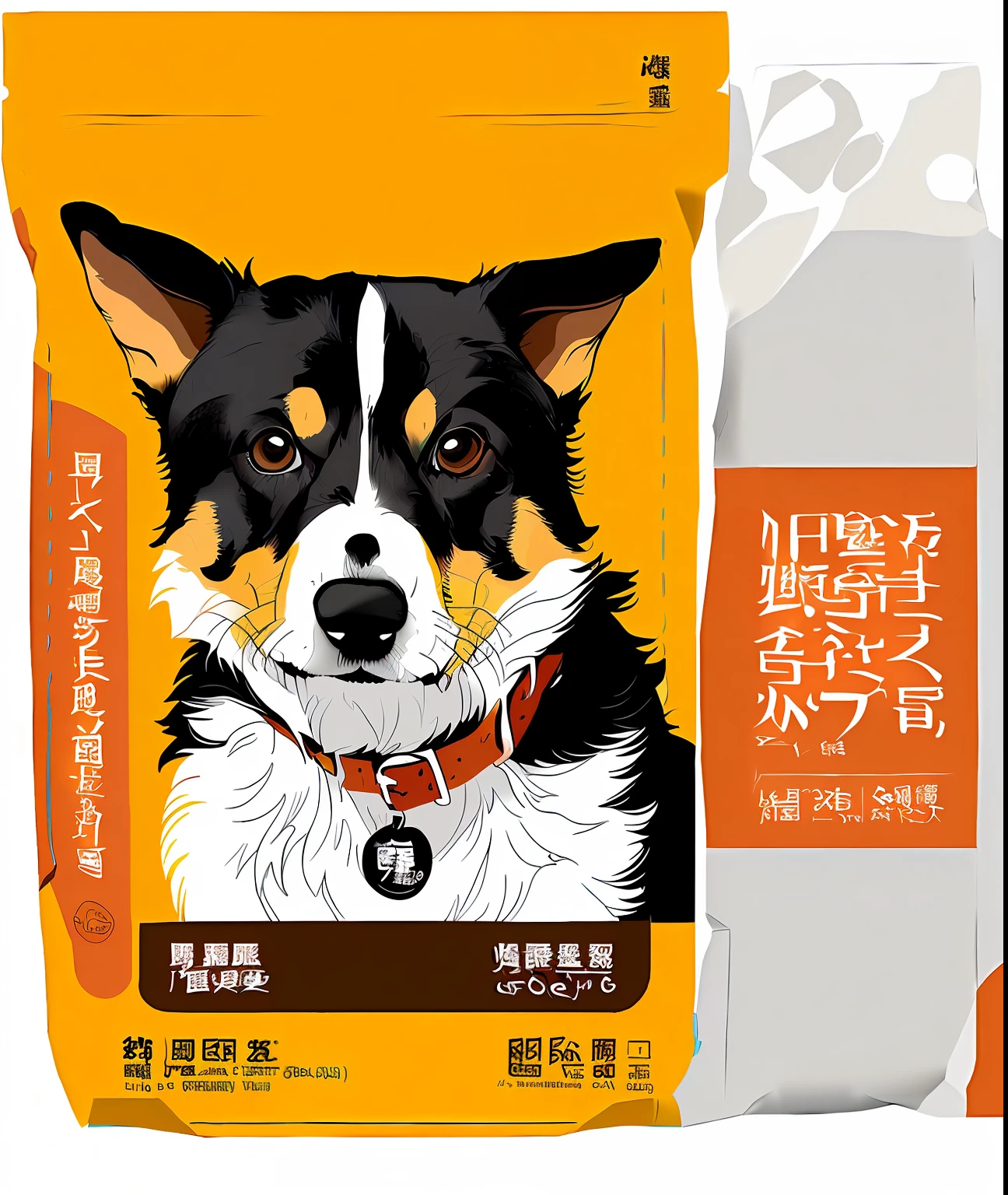 Close-up of a pack of food,There is a dog on it, Package cover, product label, chocolate candy bar packaging, pets, Labels, Wang Chen, packaging design, Wrap, Snacks, pet animal, Label design, front label, cereal box, Chiba Yuda, by Chizuko Yoshida