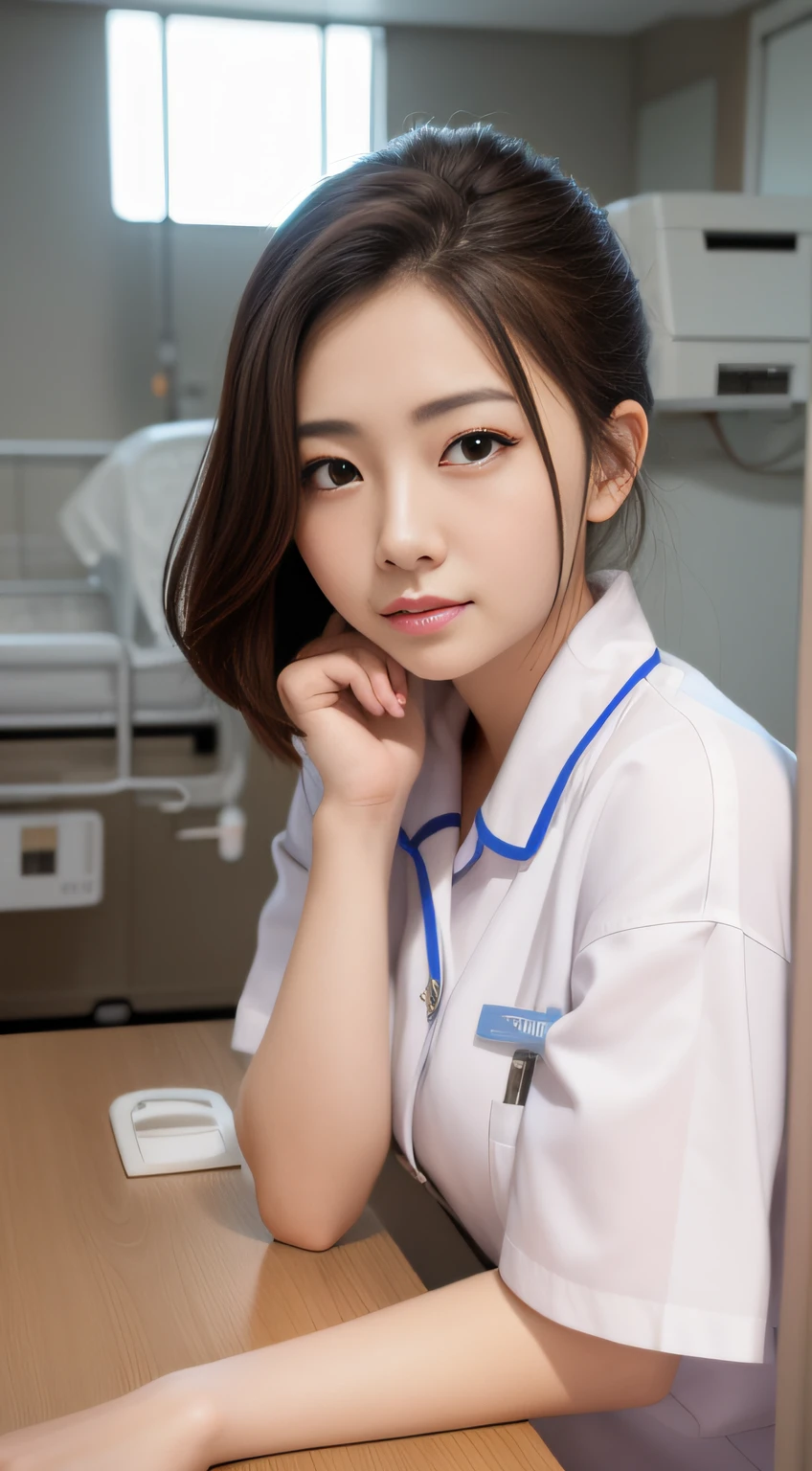 hightquality、​masterpiece、ultra res、a beauty girl、cute girl face、hospitals、nurse、Wearing nurse clothes、full bodyesbian、Famous actresses of Japan、very beautif、A sexy、sexypose