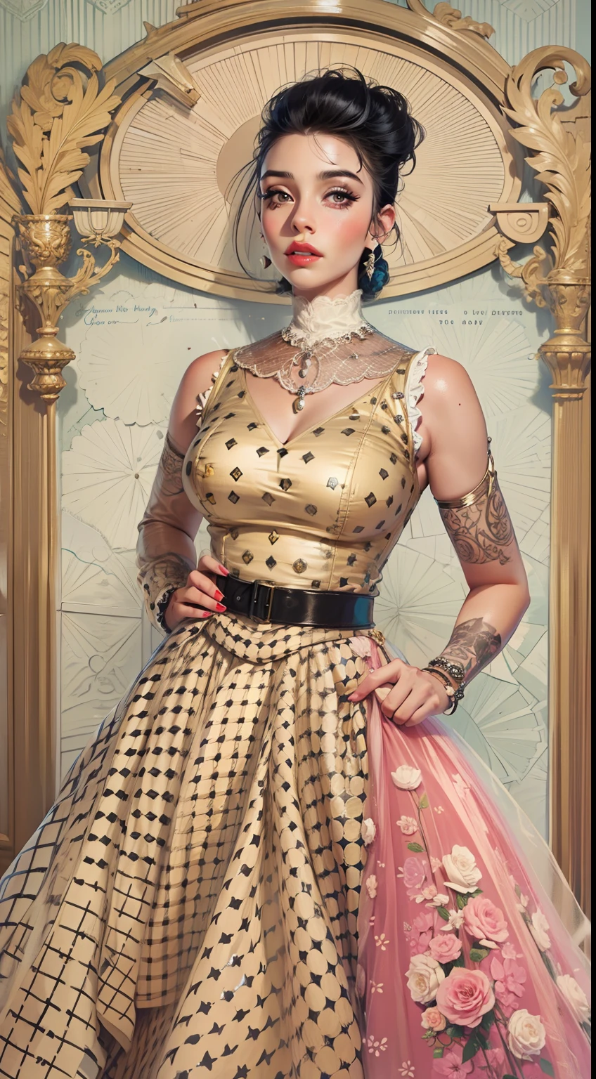 Beautiful woman in intricate Vintage Rockabilly Outfit