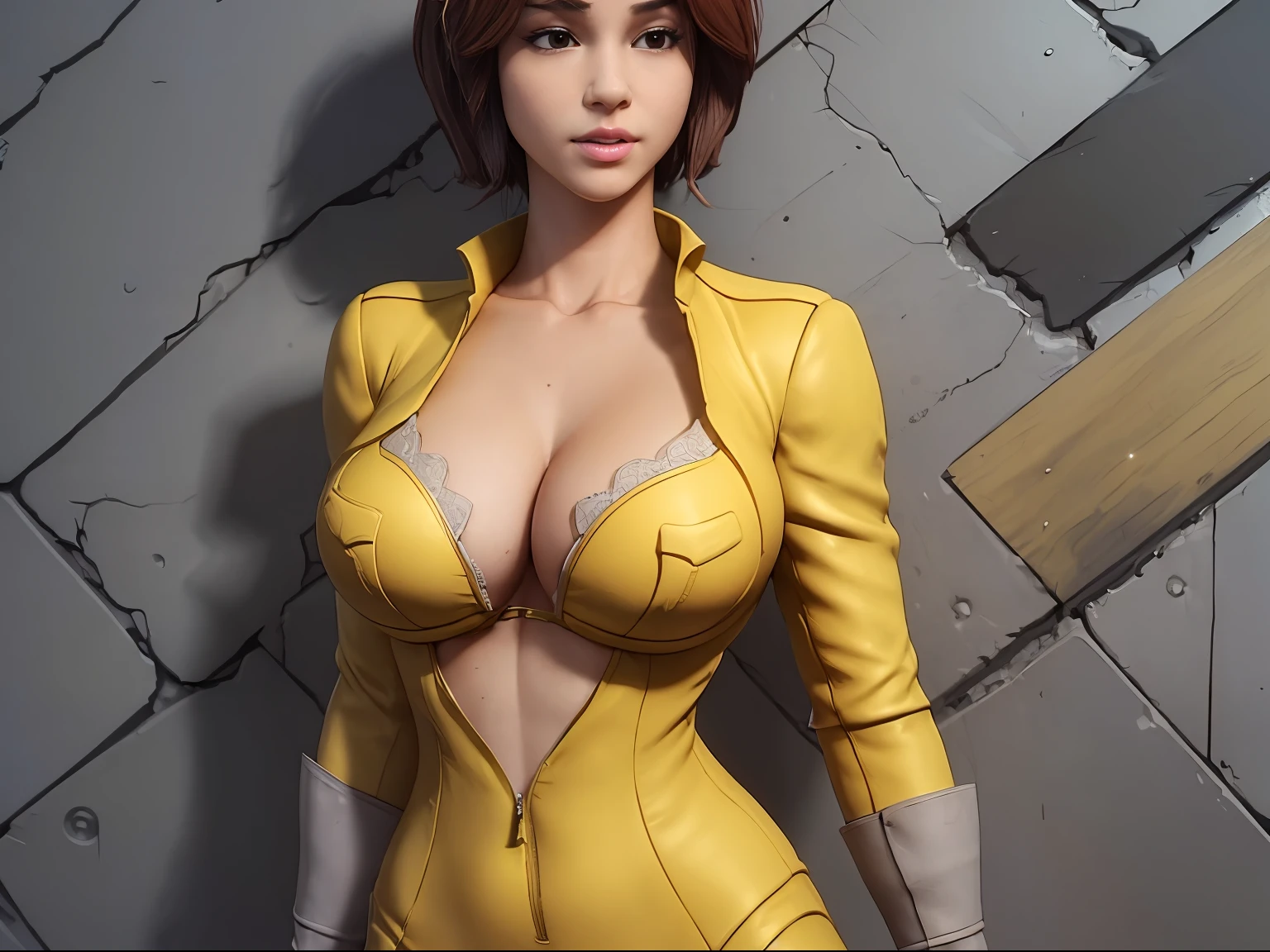 (april o Neil ))tetas perfectas, adolescente ,trasero grande, lindo sexy sensual cuerpo perfecto ,HD (((fondo en el drenaje de. New york)),cuerpo completo 8k , hiperrealista, (((como renderizado de Unreal Engine))) (grandes tetas) todo que parece a un render 3d(((on an empty background)))viste su traje overoll amarillo