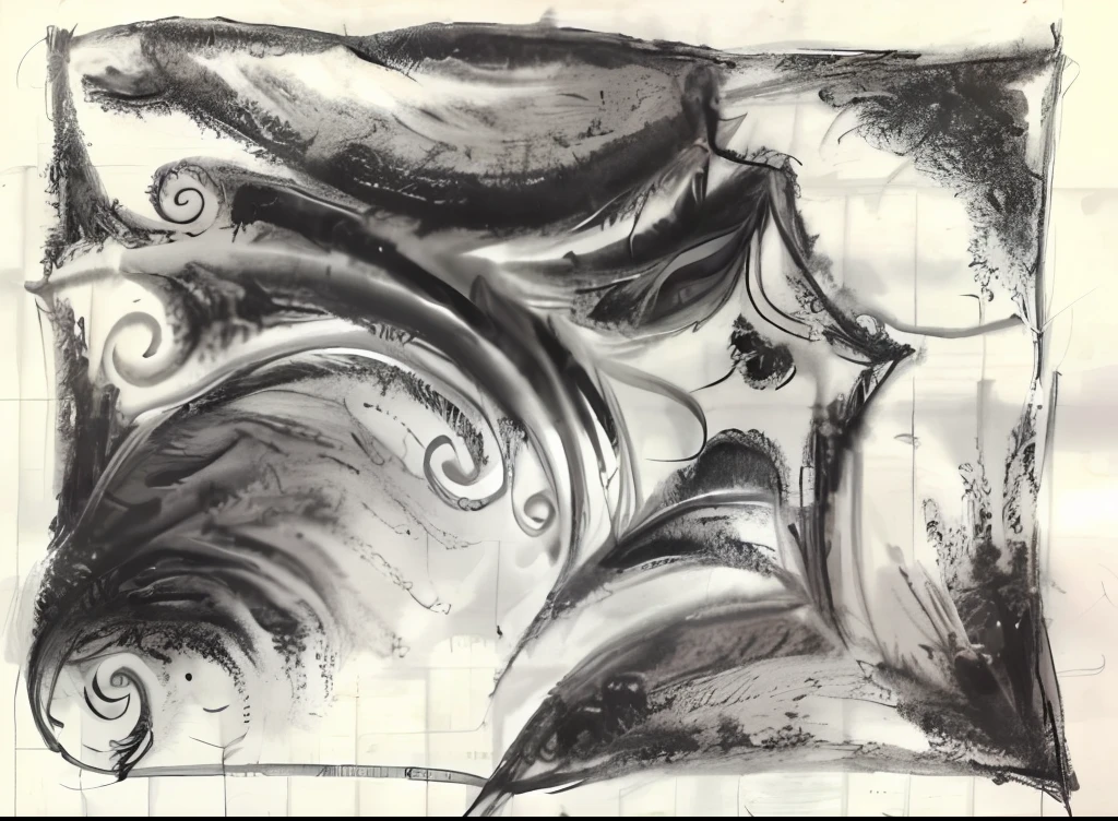 Draw black and white pictures of stars and swirls, pencil doodle, curvilinear pencil marks, on dark paper, loosely cross hatched, intricate brush stroke detail, Serrated spiral shape, complex swirling accents, Sage scroll, Doodle, clean lines in dark pen, drawn on paper, rough abstract sketch, pencil on paper