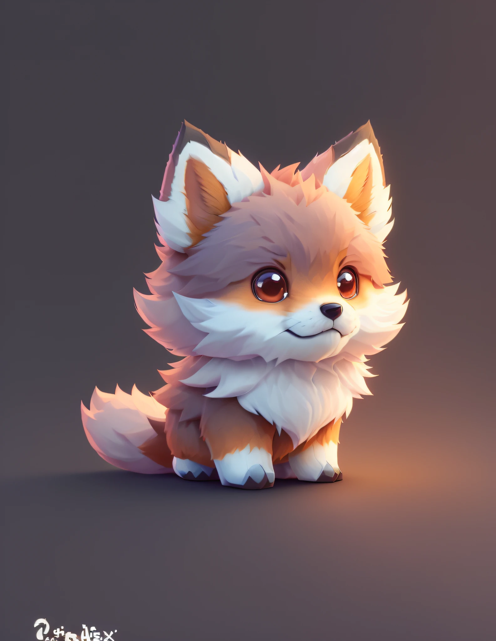 cartoon illustration of a furry little fox sitting on a dark surface, cute detailed digital art, cute 3 d render, adorable digital painting, cute digital art, isometric 3d fantasy cute dog, fox from league of legends chibi, cute fox, 3 d render stylized, stylized 3d render, blender eevee render, stylized as a 3d render