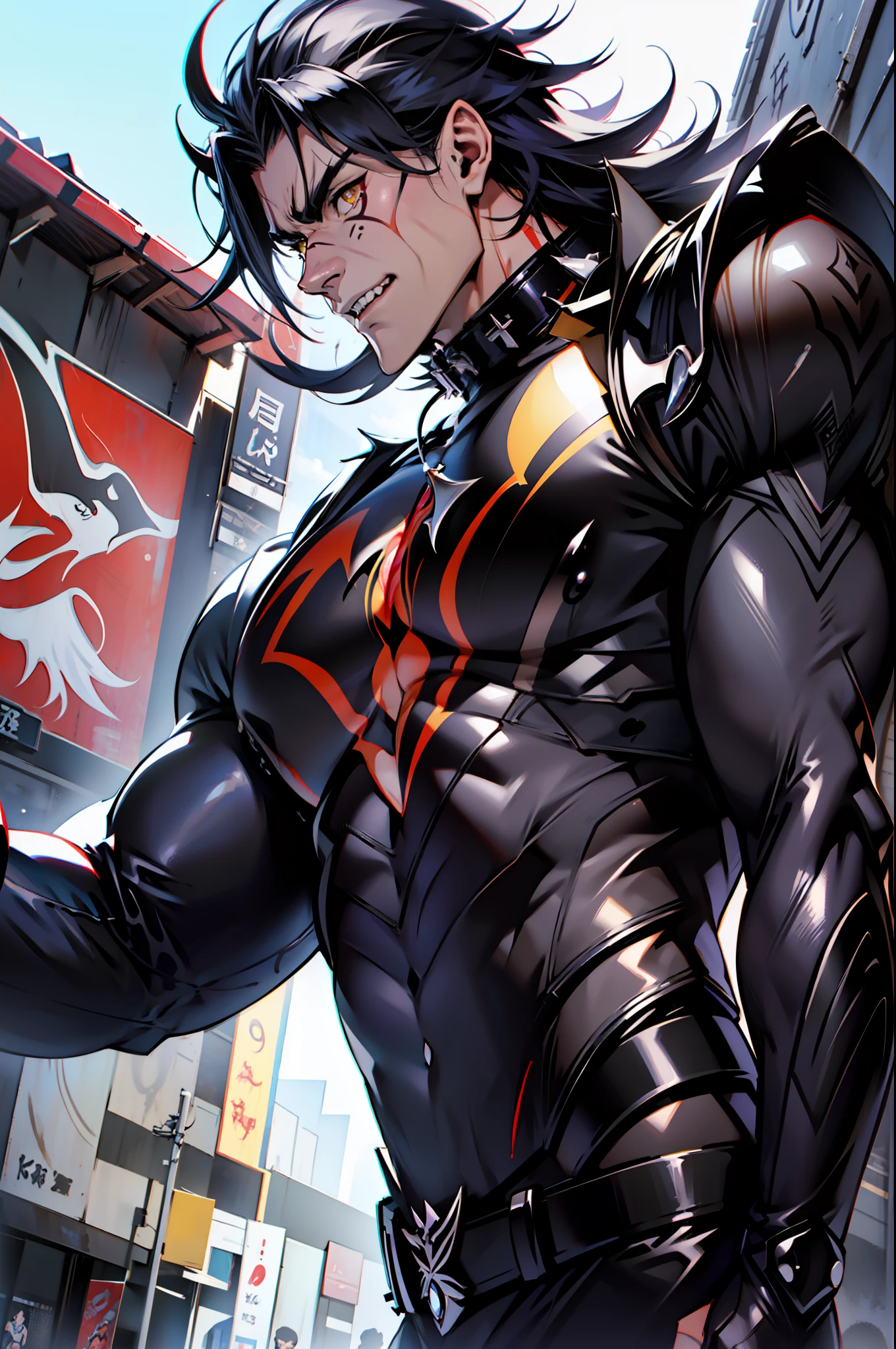 《the original god》Arataki Kazuto , male people, chest muscle, Sexy , Venom symbiote for your body, Black mucus of the body , into venom, venomize,Black bodysuit,Abs,(Adult male)((Venom possession,venom symbiote)),((Masterpiece)), ((Best quality)), Ultra detailed,((illustration)), Dynamic Angle, Detailed light, (Delicate eyes), Floating, 1boy, Male focus, Head, Clothing, Yellow eyes, necklace, tattoo, (Forehead:0.8), (ahoge:0.8), jewelry, whaite hair,apathy,Ray, chest muscle, Sexy , Venom symbiote for your body, Black mucus of the body , (into venom), Venom,frontage,Bust photo,White tight-fitting top,spiderman outfit,style of anime4 K, 4K anime wallpaper, Badass anime 8 K, 4 k comic wallpaper, young anime man, Anime boys, Anime wallpapers 4 k, Anime wallpaper 4K, High quality anime art style, Anime moe art style, Anime art wallpaper 8 K, Anime art wallpaper 4 K, RGB lighting,