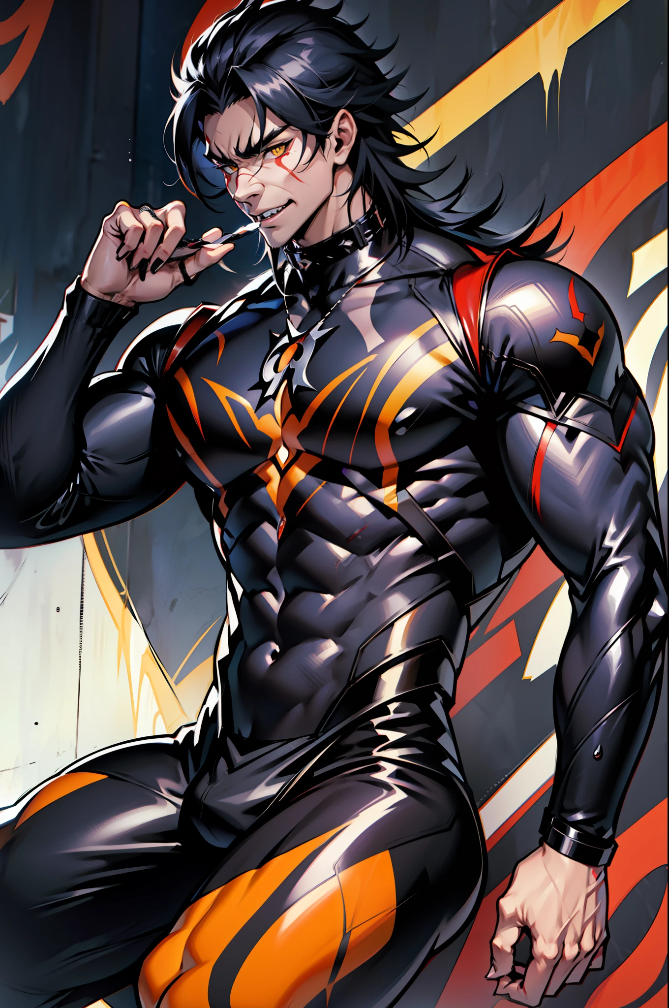 《the original god》Arataki Kazuto , male people， chest muscle， Sexy , Venom symbiote for your body, Black mucus of the body , into venom, venomize，Black bodysuit，Abs，（Adult male）（（Venom possession，venom symbiote）），((Masterpiece)), ((Best quality)), Ultra detailed,((illustration)), Dynamic Angle, Detailed light, (Delicate eyes), Floating, 1boy, Male focus, Head, Clothing, Yellow eyes, necklace, tattoo, (Forehead:0.8), (ahoge:0.8), jewelry, whaite hair,apathy，Ray， chest muscle， Sexy , Venom symbiote for your body, Black mucus of the body , （into venom）, Venom，frontage，Bust photo，White tight-fitting top，spiderman outfit，style of anime4 K， 4K anime wallpaper， Badass anime 8 K， 4 k comic wallpaper， young anime man， Anime boys， Anime wallpapers 4 k， Anime wallpaper 4K， High quality anime art style， Anime moe art style， Anime art wallpaper 8 K， Anime art wallpaper 4 K， RGB lighting，