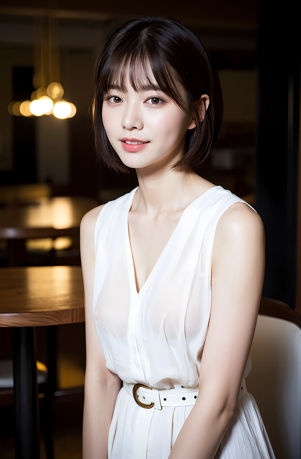 Sheer、Nipples are visible、You can see through the skin、large brown areola、
