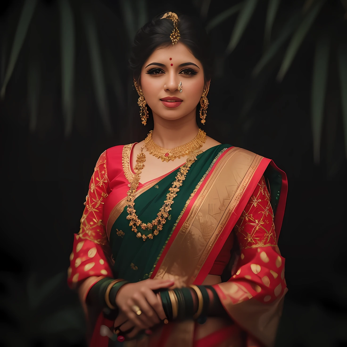 a photo of a 30-year-old woman, stylish, professional portrait, head-shot, slight smile, cute, background bokeh, bshree