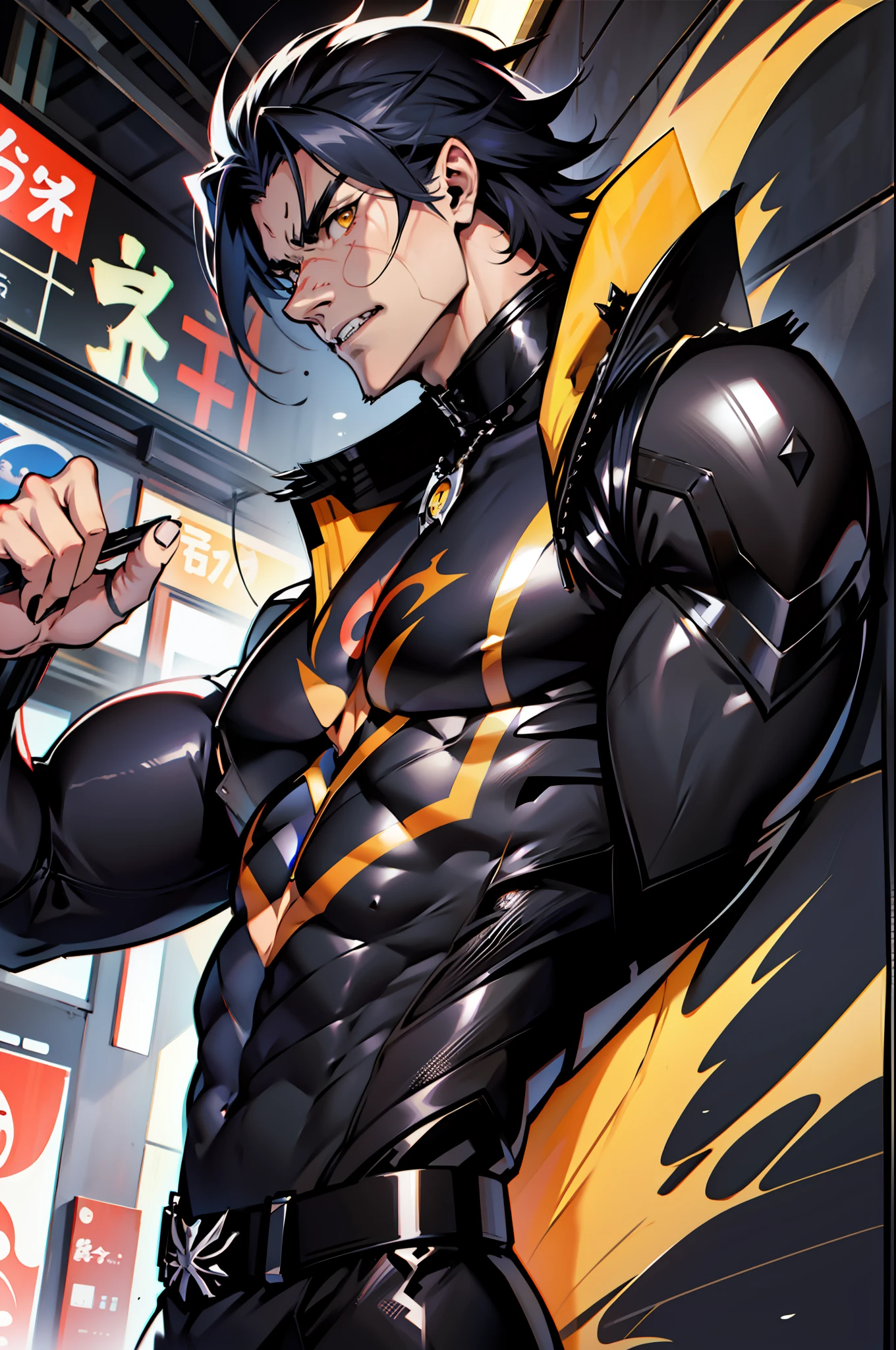 《the original god》Arataki Kazuto , male people， chest muscle， Sexy , Venom symbiote for your body, Black mucus of the body , into venom, venomize，Black bodysuit，（Cloak），Red cape，Abs，（Adult male）（（Venom possession，venom symbiote）），((Masterpiece)), ((Best quality)), Ultra detailed,((illustration)), Dynamic Angle, Detailed light, (Delicate eyes), Floating, 1boy, Male focus, Head, Clothing, Yellow eyes, necklace, tattoo, (Forehead:0.8), (ahoge:0.8), jewelry, brunette color hair,apathy，Ray， chest muscle， Sexy , Venom symbiote for your body, Black mucus of the body , （into venom）, Venom，frontage，Bust photo，White tight-fitting top，spiderman outfit，style of anime4 K， 4K anime wallpaper， Badass anime 8 K， 4 k comic wallpaper， young anime man， Anime boys， Anime wallpapers 4 k， Anime wallpaper 4K， High quality anime art style， Anime moe art style， Anime art wallpaper 8 K， Anime art wallpaper 4 K， RGB lighting，