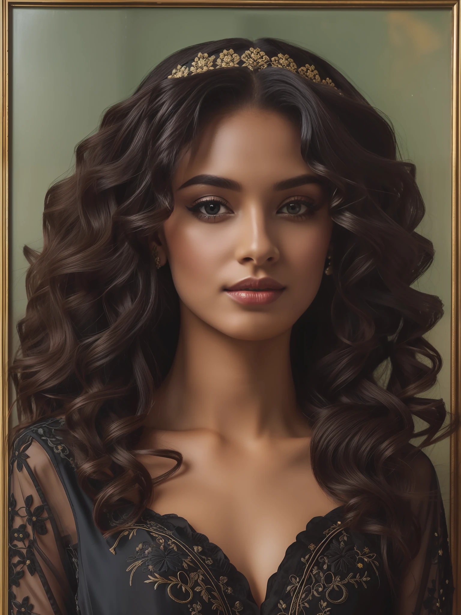 A alluring black embroidered gown