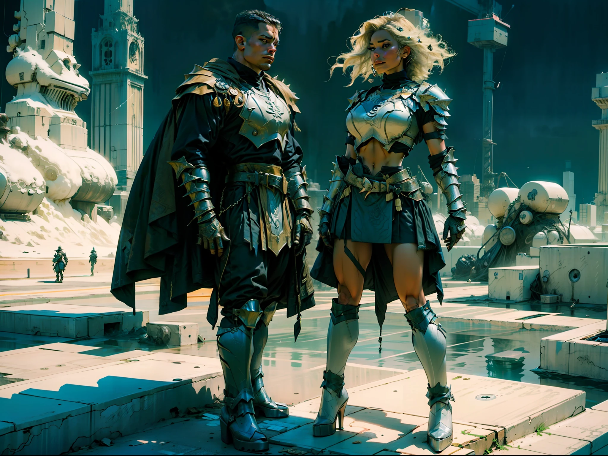 rim lighting, side light, cinematic light, ultra high definition, 8k, film grain,best shadow, light particles, detailed skin texture, detailed gem armor texture, detailed face, intricate details, super detailed, bright, spiked heel boots