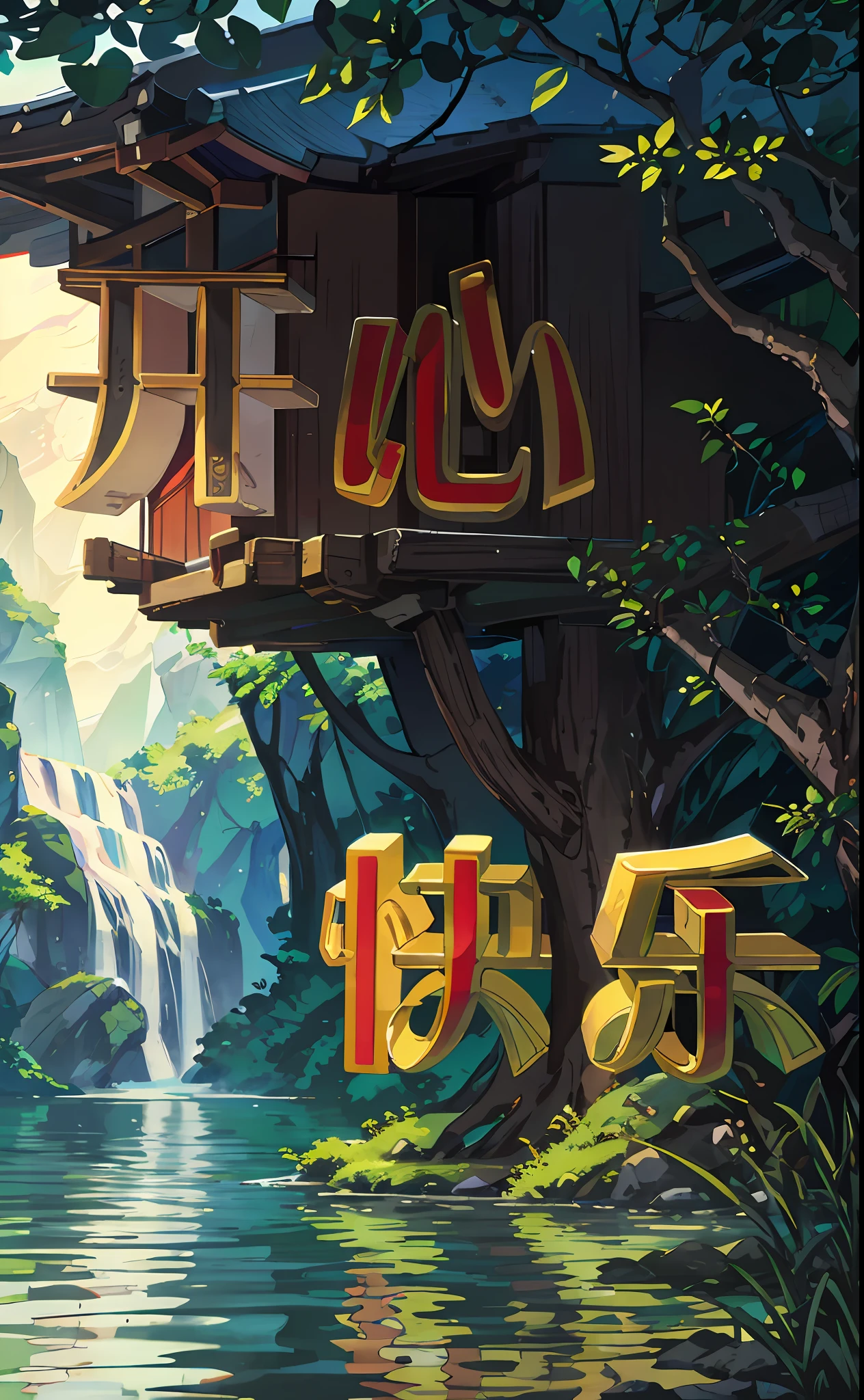 Chinese ancient times, spring, jungle, lake, cave, waterfall, tree, meadow, rock, deer, hot spring, water vapor, (illustration: 1.0), epic composition, realistic lighting, HD details, masterpiece, best quality, (very detailed CG unified 8k wallpaper)