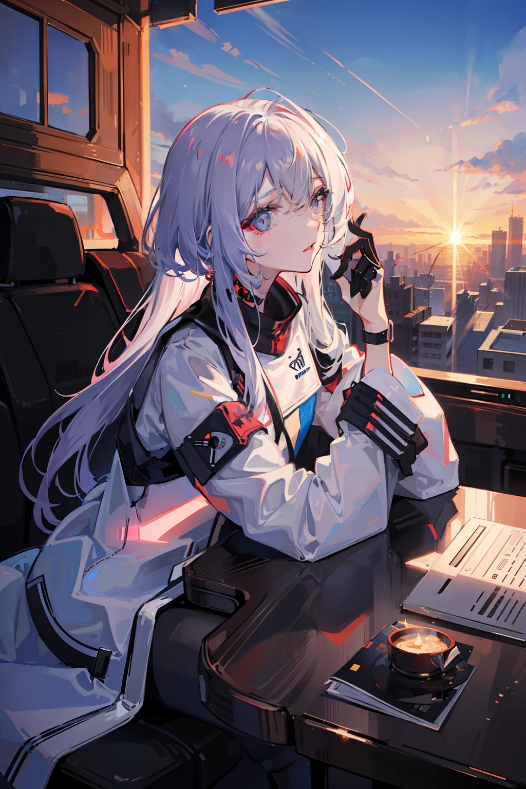 (nvinkpunk: 1.2) (snthwve style: 0.8) Corvette, light wave, sunset, complex and elaborate design