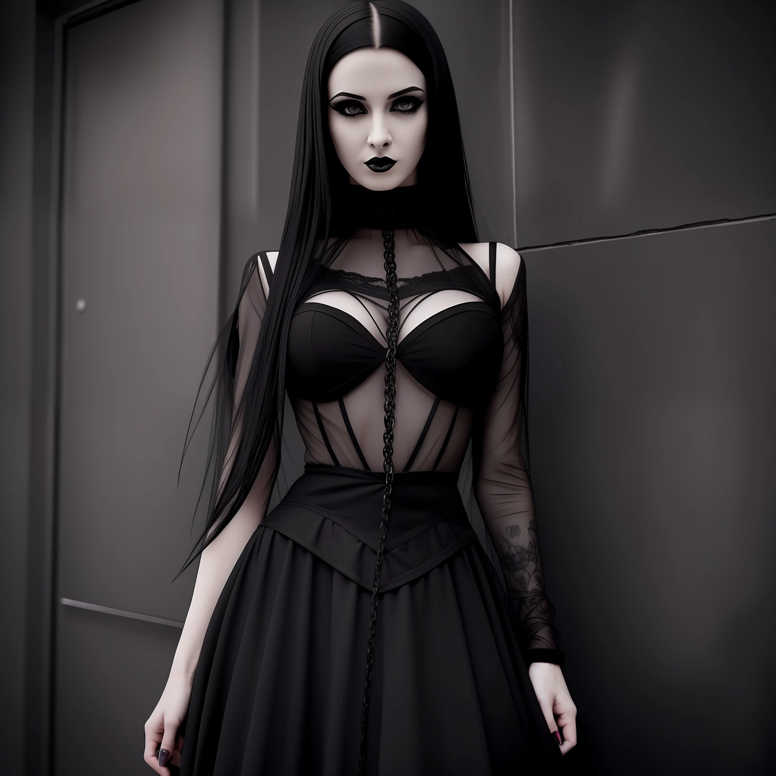arafed woman standing, full body, no clothes, bare body, perfect body, perfect body shape, goth girl aesthetic, 1 7 - year - old goth girl, darkwave goth aesthetic, pale goth beauty, pale skin and dark eyes, black sullen eyes, gothic horror vibes, goth aesthetic, with black eyes, dark aesthetic, goth girl, gothic girl face, with black sclera eyes