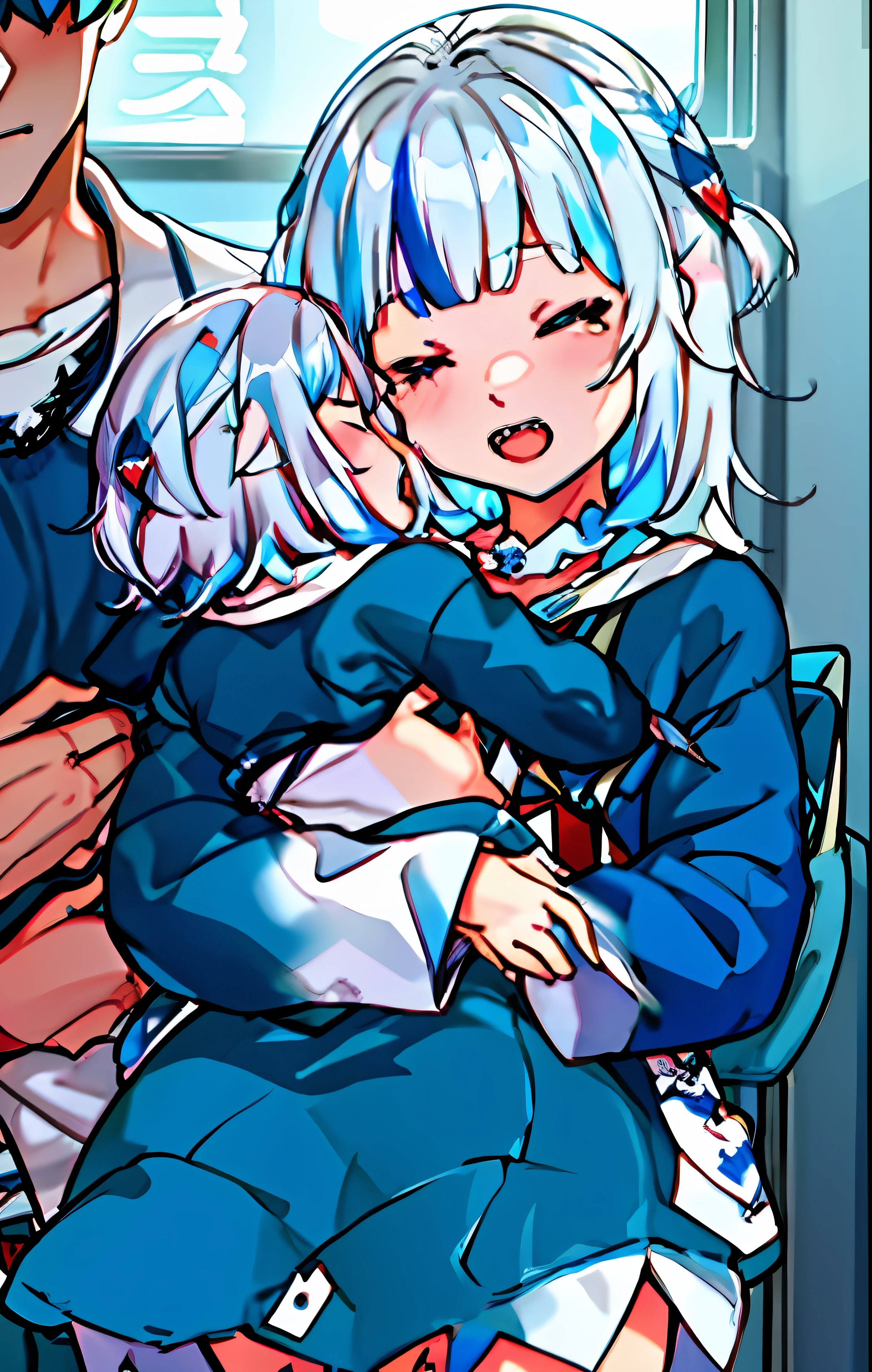 best quality, masterpiece,
, short hair, Putih hair, bleu eyes, tachibana hibiki , energetic girl, young girl, (petite girl),
hospital bed, (hospital_gown), happy, hugging, holding infant, oyako, mother and daughter, family, half-closed eyes, lactation, , open mouth,