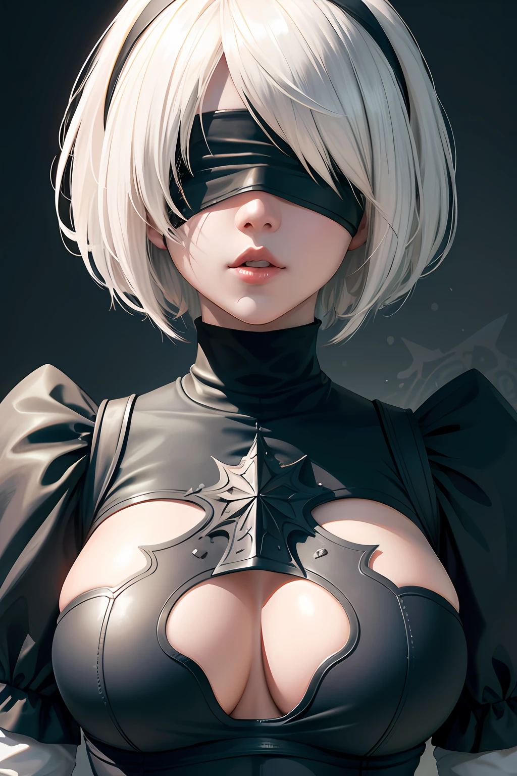 (Detailed face and eyes:1.3),
n_2b,White background,inky,Black blindfold, 
ultra-detailliert,(hight resolution:1.1),Best Quality,(masutepiece:1.3),Cinematic lighting,