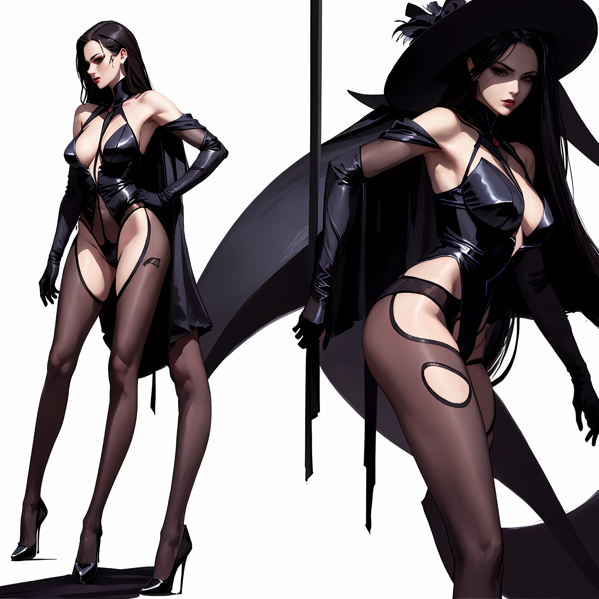 Illustration art,Whole body movement,Sexy and scary banshee in sexy clothes,Scary woman,Very cool facial expression,solid color backdrop,Great erotic art,painting art,Sexy art,sideface,facing away from the audience,Detailed body part details,long leges,Inspired by J.c.Ryan Decker,Epic European and American illustrations,Tall,The whole body is evenly sexy
