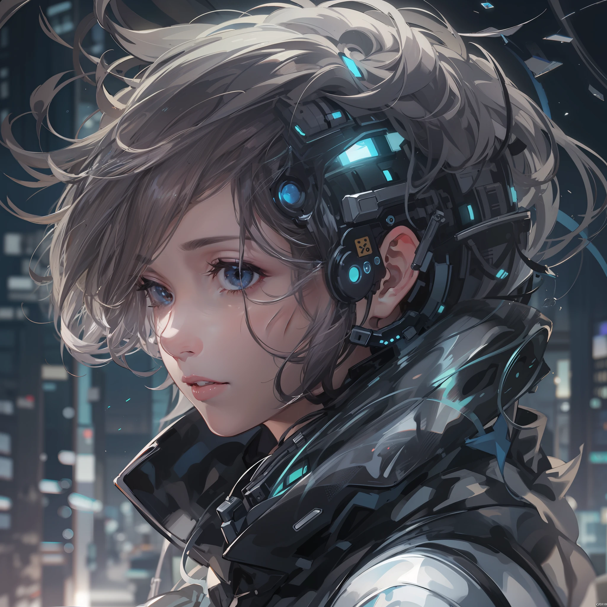 cyberpunked,Cyber City,Hi-Tech,High-tech townscape,Blowing in the wind,Relaxing girl,Shorthair,My room:1.1,Room with glass,(8K), (Raw photo: 1.2), (Realism: 1.4), (masutepiece: 1.3), (exquisite detailing: 1.2), Delicate and beautiful details, (Eye Detail), (Facial Detailed), (Highest Quality) :1.4), (Hyper-Resolution: 1.2), cinematric light, (very detailed illustration),Best Quality,depth of fields, Wide light, natural shadows
