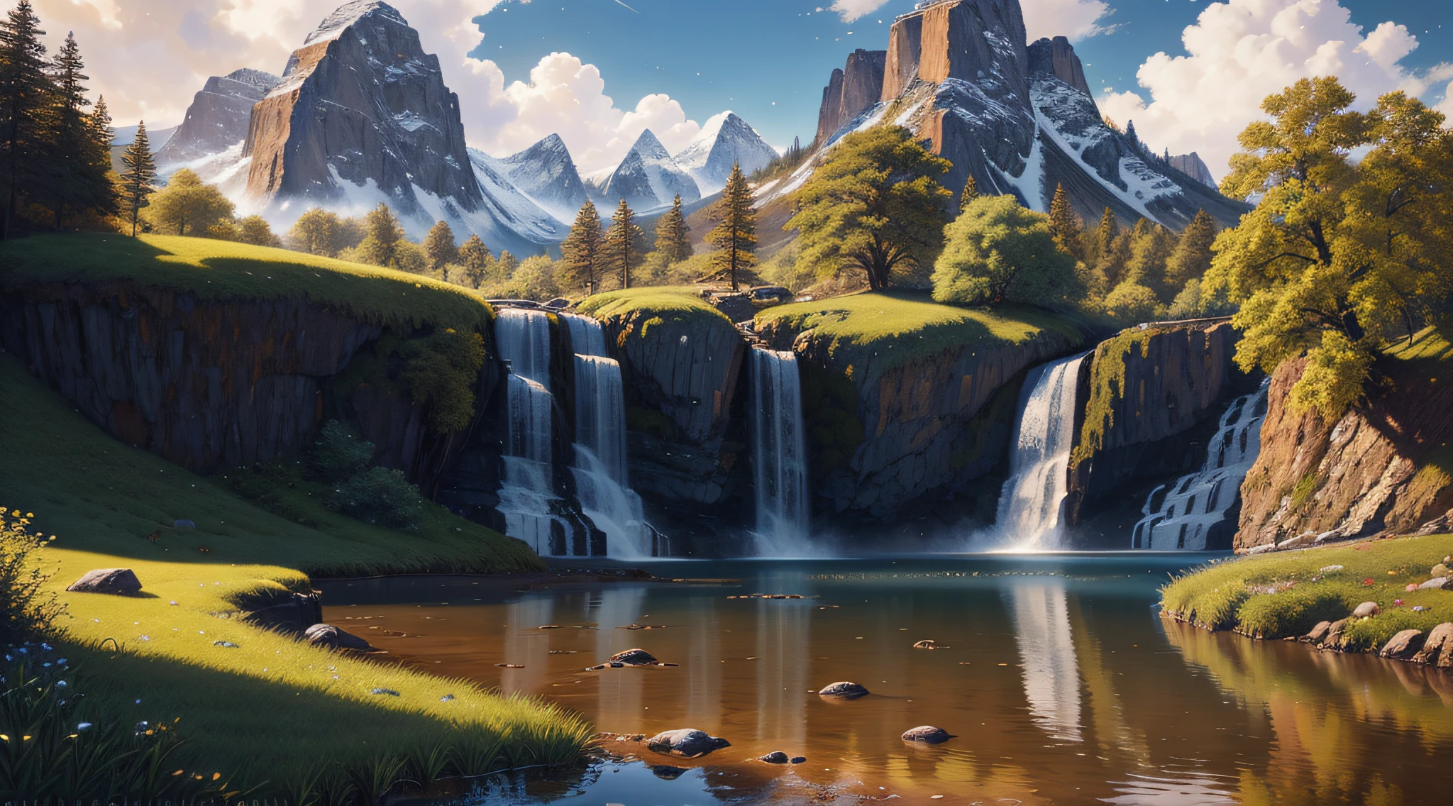 landscape, water, (extremely detailed CG unity 8k wallpaper), most beautiful artwork in the world, professional majestic oil painting, intricate, High Detail, Sharp focus, dramatic, photorealistic painting art