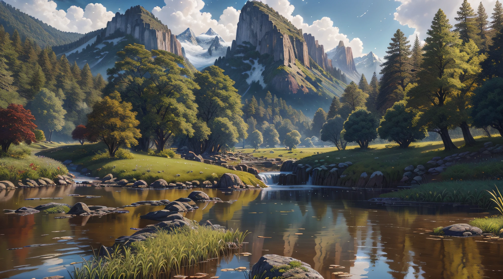 landscape, water, (extremely detailed CG unity 8k wallpaper), most beautiful artwork in the world, professional majestic oil painting, intricate, High Detail, Sharp focus, dramatic, photorealistic painting art