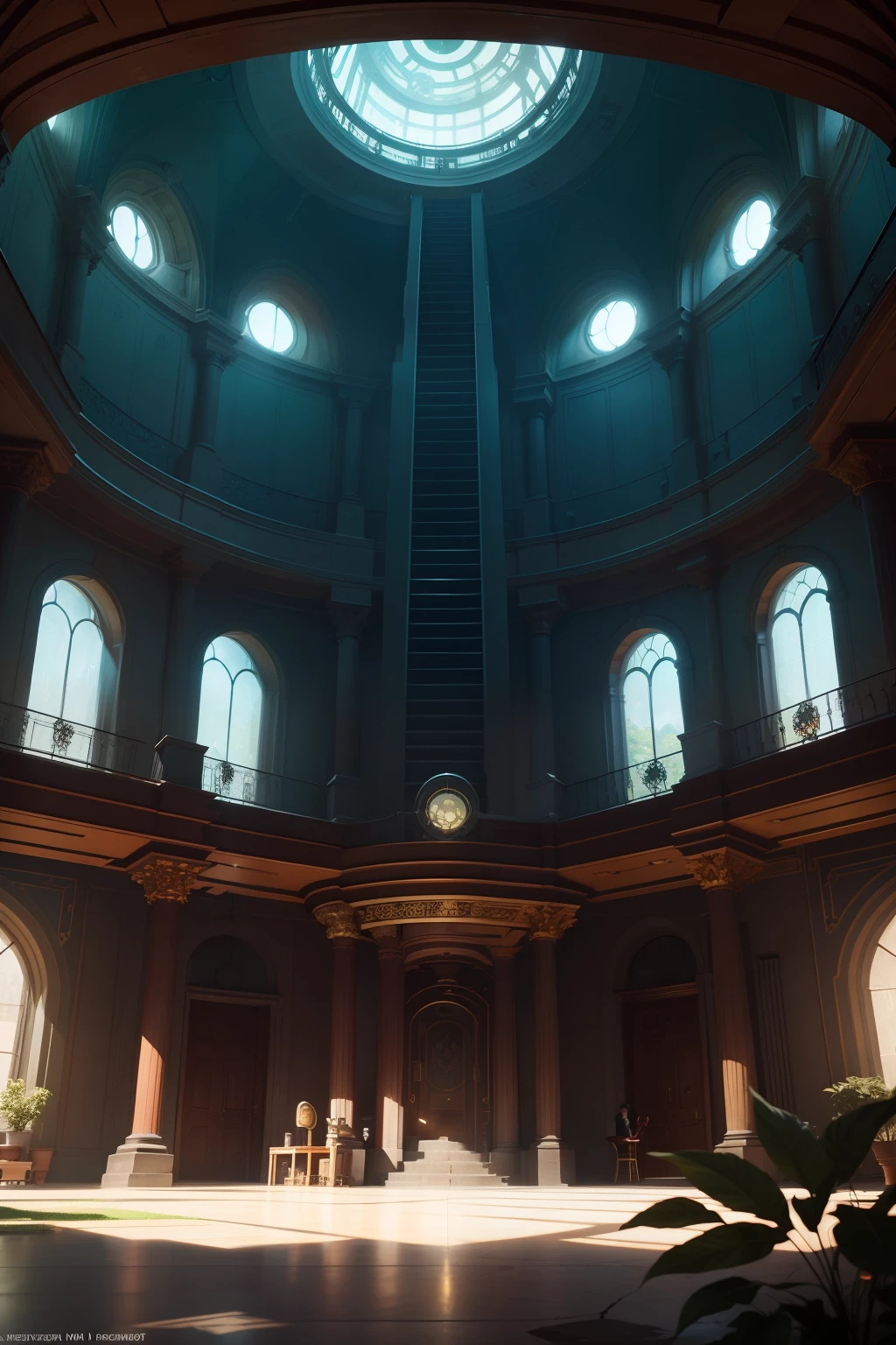 The Aetherium Collegiate Institute Overview: The ACI is a grand architectural masterpiece of aetherpunk style, sprawling across a vast space. The buildings are made of brass and glass, their intricate designs reflecting the intricate mechanics of steampunk aesthetics. An impressive Nexus Observatory, a large dome with many pipes and gears attached, stands out prominently. Energy from the Verdant Nexus flows through aether conduits throughout the campus, illuminating it with a gentle green glow.
Bronzeplug's Lab: The lab is filled with aetherpunk contraptions, blueprints, and tools scattered across tables and hanging from the ceiling. A few of the machinery are in the process of being assembled or repaired. An area of the lab is cordoned off, showcasing a preserved section as Oswaldo's original workspace.
The Nexus Observatory: A massive domed structure made of brass and glass, filled with elaborate, oversized telescopes and strange, aether-powered machinery. The observatory is softly illuminated by the energy of the Verdant Nexus, giving the whole room a surreal and mysterious atmosphere.
The Campus Grounds: A lush garden surrounds the campus buildings, with paths weaving around towering trees and flower beds glowing with the Verdant Nexus's energy. Students can be seen studying, tinkering with aetherpunk devices, or relaxing under the trees.
The Combat Training Ground: A wide open space equipped with a variety of training apparatus, ranging from traditional weapons to mechanical training dummies powered by the Verdant Nexus. In one corner, a small audience can be seen cheering on a pair of students in a friendly spar.