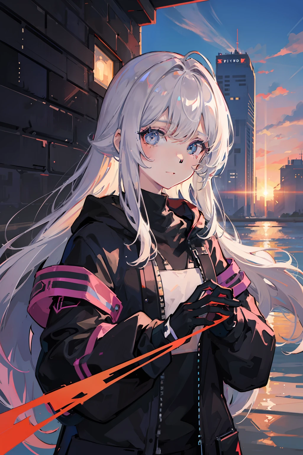 (nvinkpunk: 1.2) (snthwve style: 0.8) Corvette, light wave, sunset, complex and elaborate design