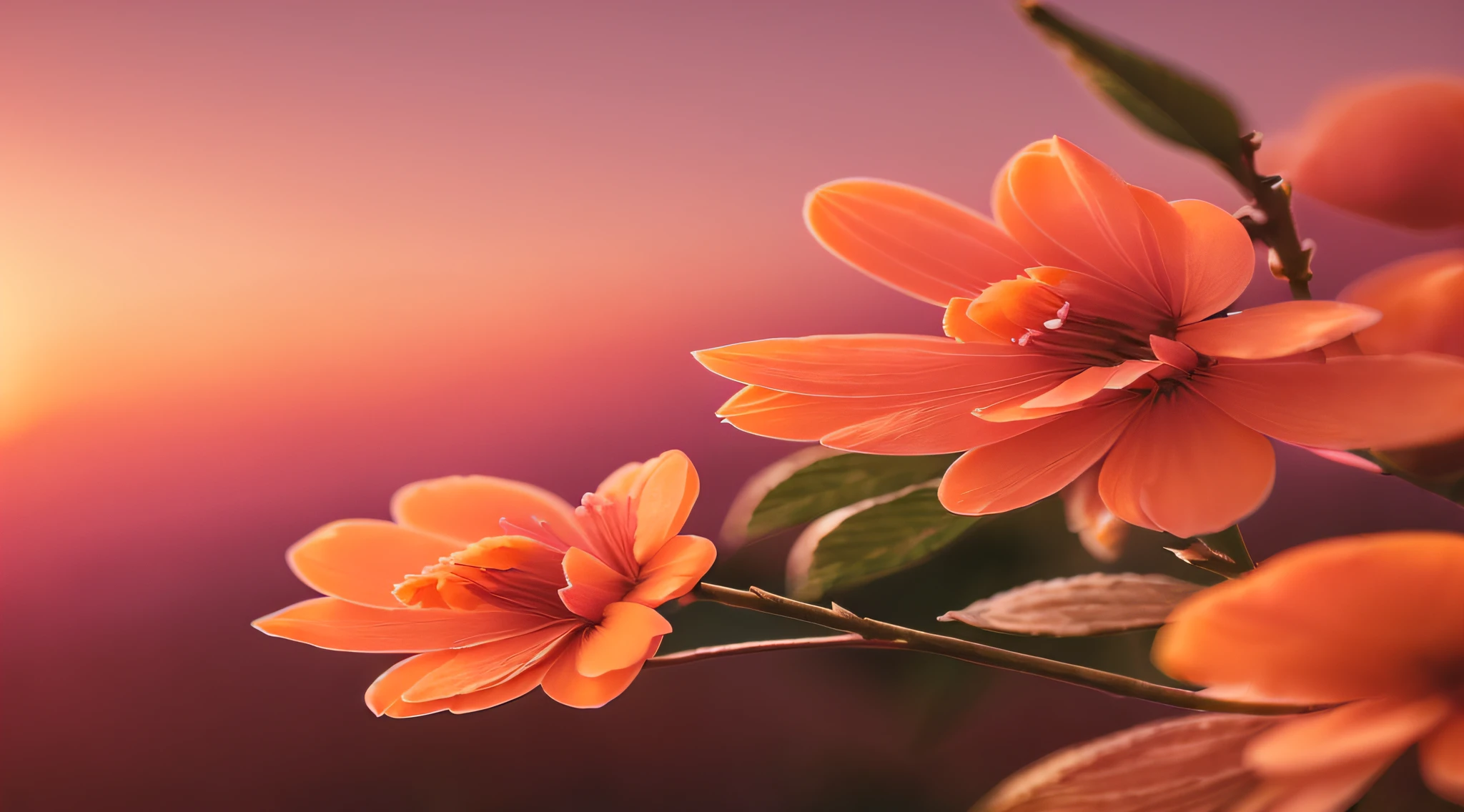a (closeup (Apricot pink flower:1.2):1.3), a branch of a tree with Japanese, (sunset:1.5), lightroom, hdr, cinematic, (dark color:1.1)