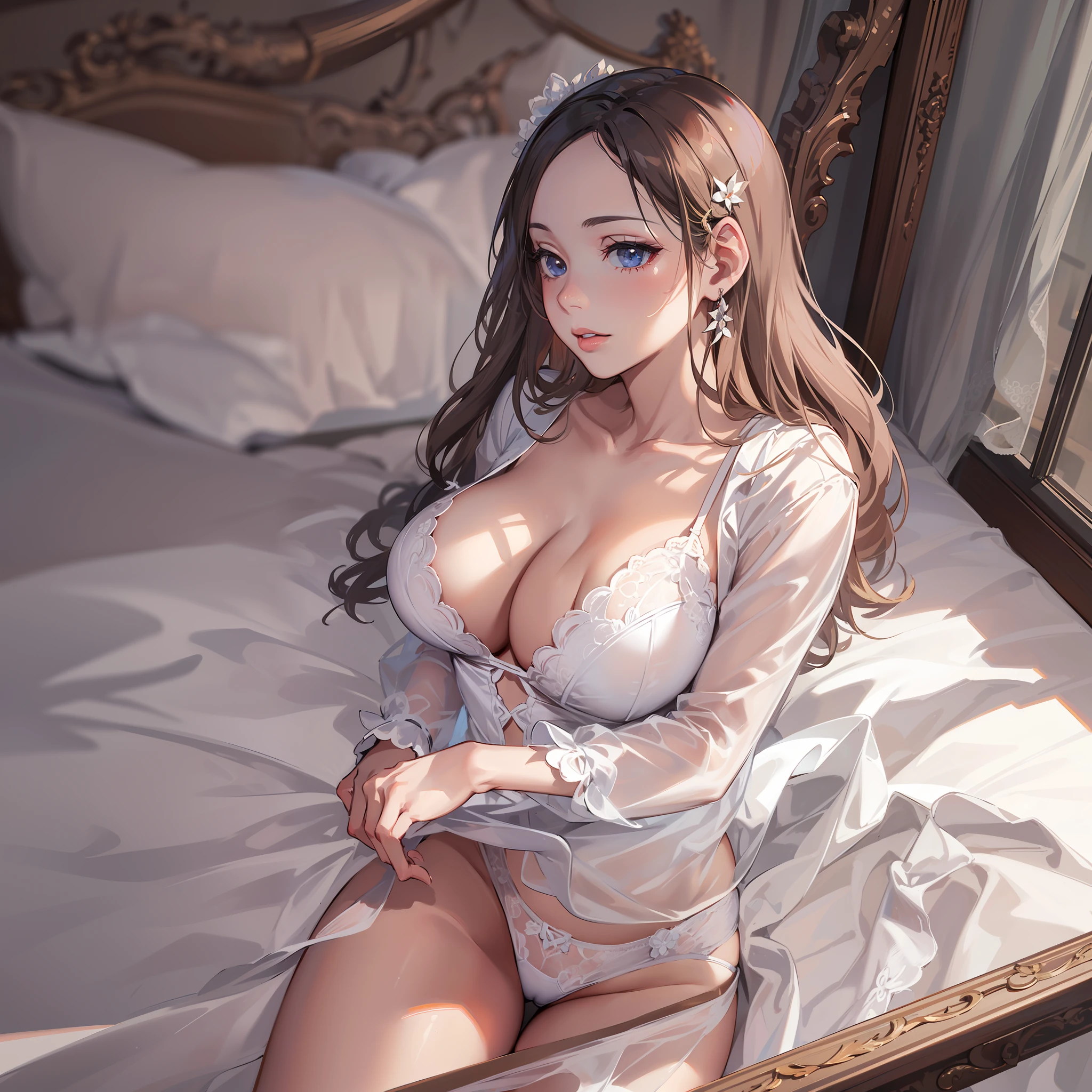1 Girl, Solo, Girl and Tank, Darjeeling, Big Boobs, (White Lingerie, White Thighs:1.2), Indoors, Bed, NSFW, Spread ,Spread Your Ass ,Yourself hand on ass,8K, (RAW Photo: 1.2), (Realism: 1.4), (Masterpiece: 1.3), (Exquisite Detail: 1.2), Subtle and Beautiful Detail, (Eye Detail), (Facial Detail), (Highest Quality) :1.4), (Super-Resolution: 1.2), Cinema Light, (Highly Detailed Illustration), (Eyelashes, Best Quality, Super Resolution, Depth of Field, Wide Light, Natural Shadows