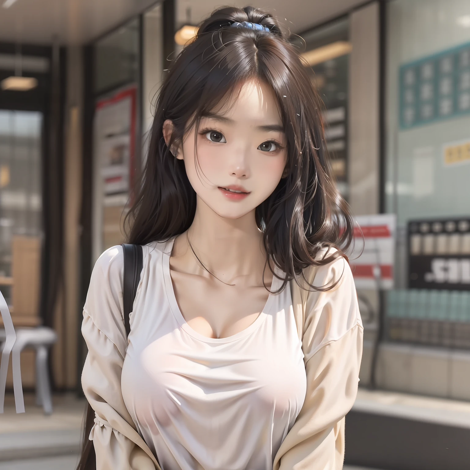 Girl in white shirt，nakeness，The golden ratio of figure，full bodyesbian，Superb appearance，blacksilk，ssee-through（2.5）Full Tits，Face with hyper-detail