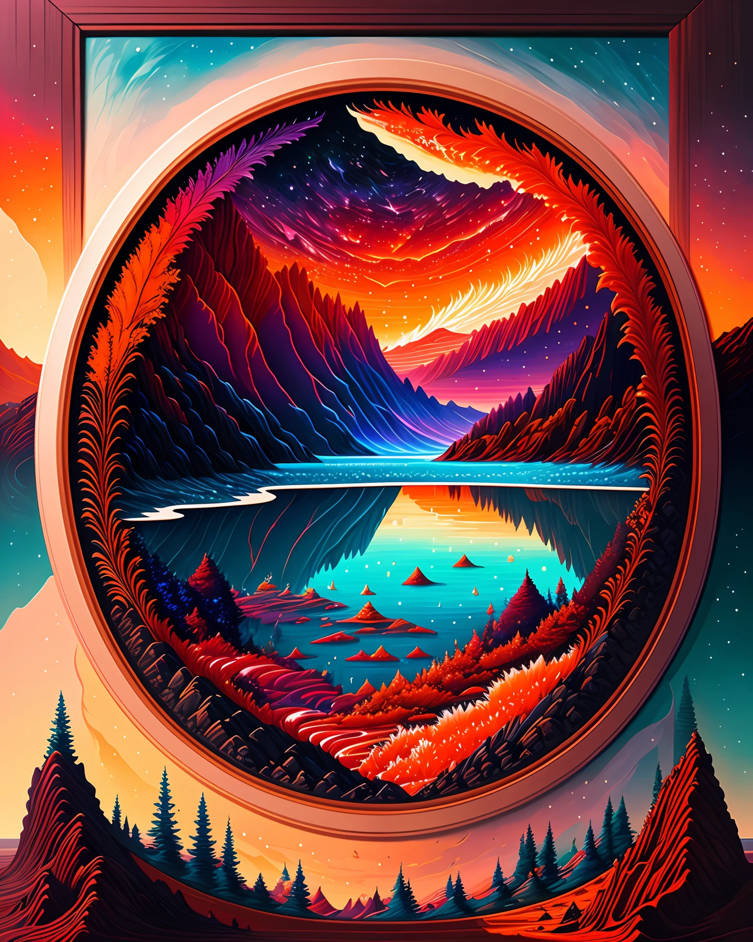 A beautiful earth filled with water and lava, intricate, masterpiece, expert, insanely detailed, 4k, composition, framing, centered, symmetry, painted, intricate, volumetric lighting, beautiful, rich deep colors masterpiece, sharp focus, ultra detailed, in the style of dan mumford and marc simonetti, astrophotography
