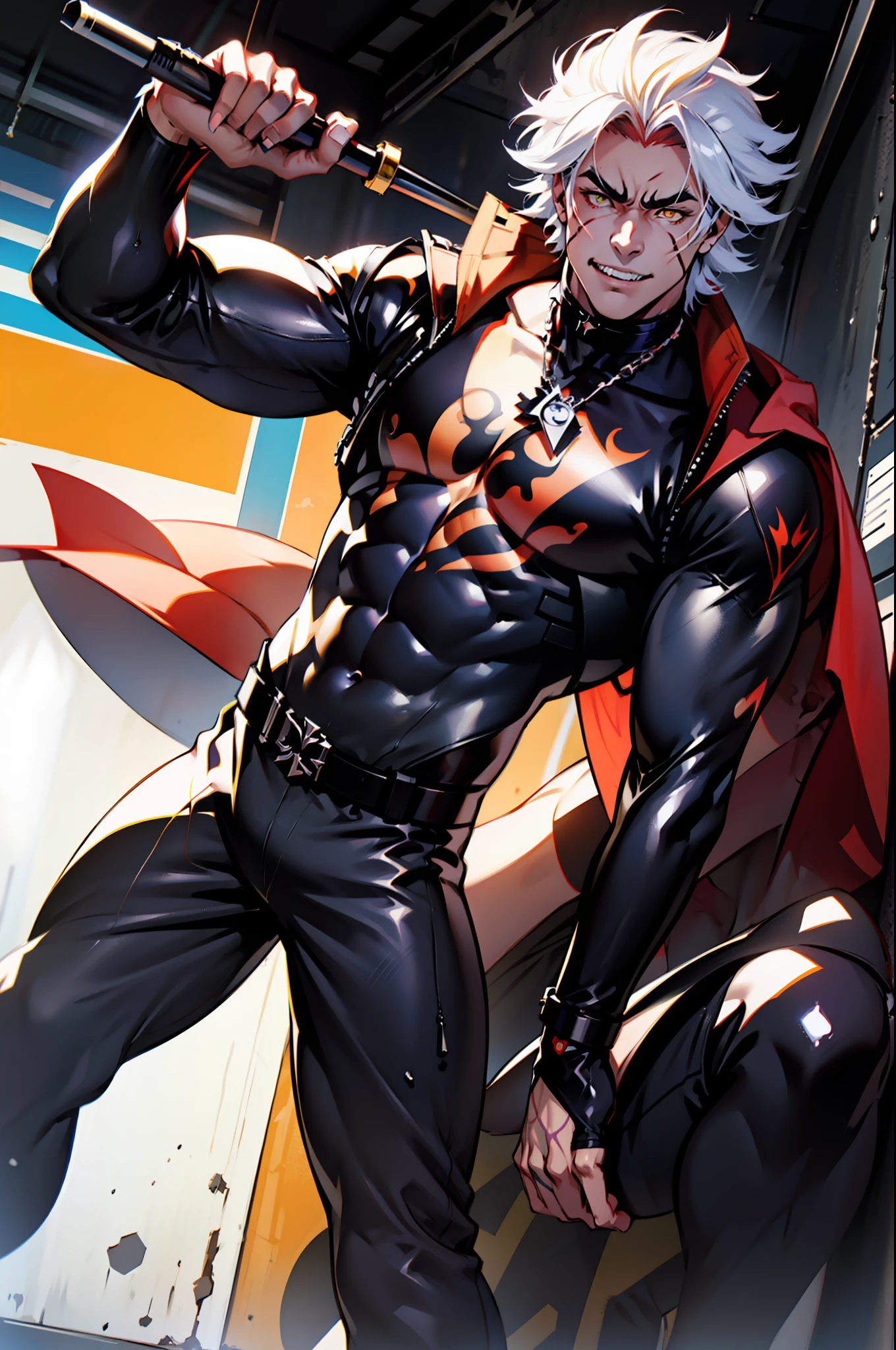 《the original god》Arataki Kazuto , male people, chest muscle, Sexy , Venom symbiote for your body, Black mucus of the body , into venom, venomize,Black bodysuit,(Cloak),Red cape,Abs,(Adult male)((Venom possession,venom symbiote)),over-Tortoise Man,Battle damage,((Masterpiece)), ((Best quality)), Ultra detailed,((illustration)), Dynamic Angle, Detailed light, (Delicate eyes), Floating, 1boy, Male focus, Head, Clothing, Yellow eyes, necklace, tattoo, (Forehead:0.8), (ahoge:0.8), jewelry, brunette color hair,apathy,Ray, chest muscle, Sexy , Venom symbiote for your body, Black mucus of the body , (into venom), Venom,frontage,Bust photo,White tight-fitting top,spiderman outfit,style of anime4 K, 4K anime wallpaper, Badass anime 8 K, 4 k comic wallpaper, young anime man, Anime boys, Anime wallpapers 4 k, Anime wallpaper 4K, High quality anime art style, Anime moe art style, Anime art wallpaper 8 K, Anime art wallpaper 4 K, RGB lighting,