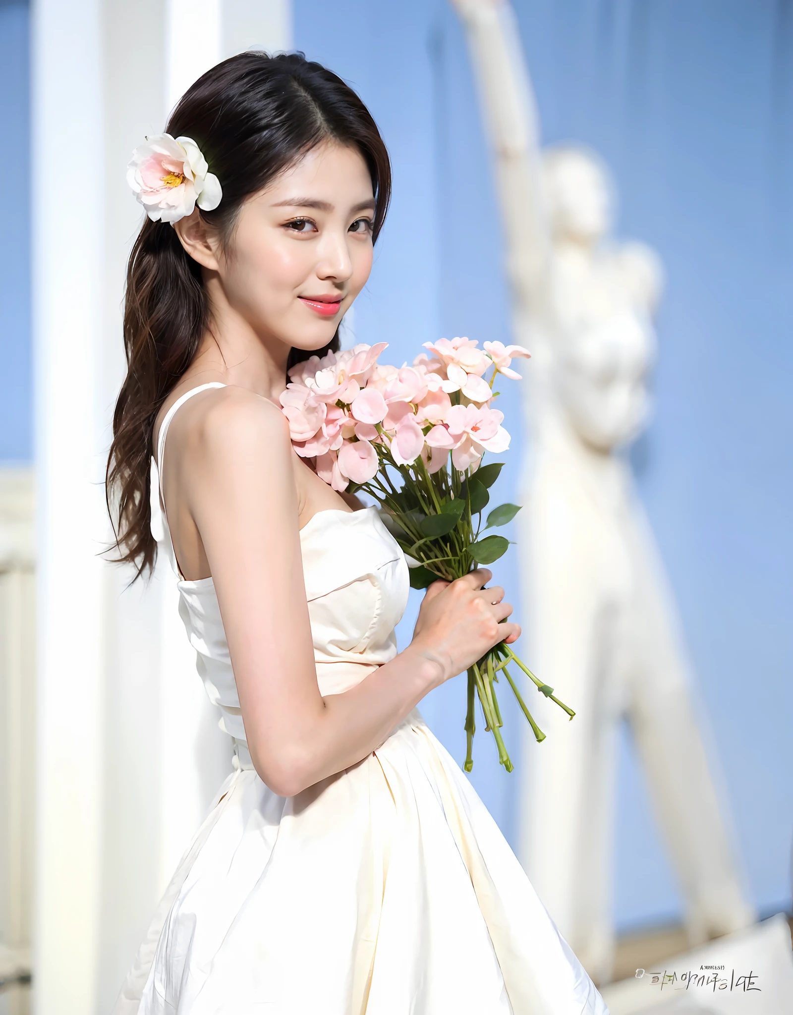 ( (8K:1.27), Best quality at best, tmasterpiece, 超高分辨率:1.2) photore，Beautiful Chinese woman (big breasts beautiful:1.1) (The clothes ar:1.21) ，ellegance、fanciful、the detail、geomerty、Gradient lighting，1girll， Delicate skin， looking at viewert， Brown eyes，ssmile ，（fashion hair：1.2）， （Large breasts：1.0）， （medium areolae：0.8）， （realisticlying：1.4）， （Best picture quality：1.0）， （超高分辨率：1.0）， 8K， RAW photos， （tmasterpiece：0.2）， （PureErosFace_V1：0.5）