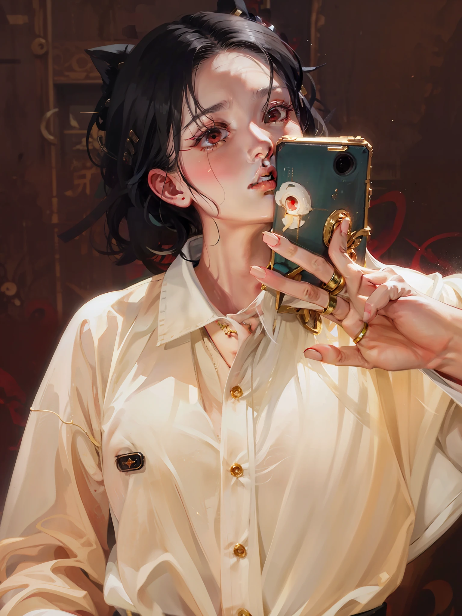 White hair and red eyes
