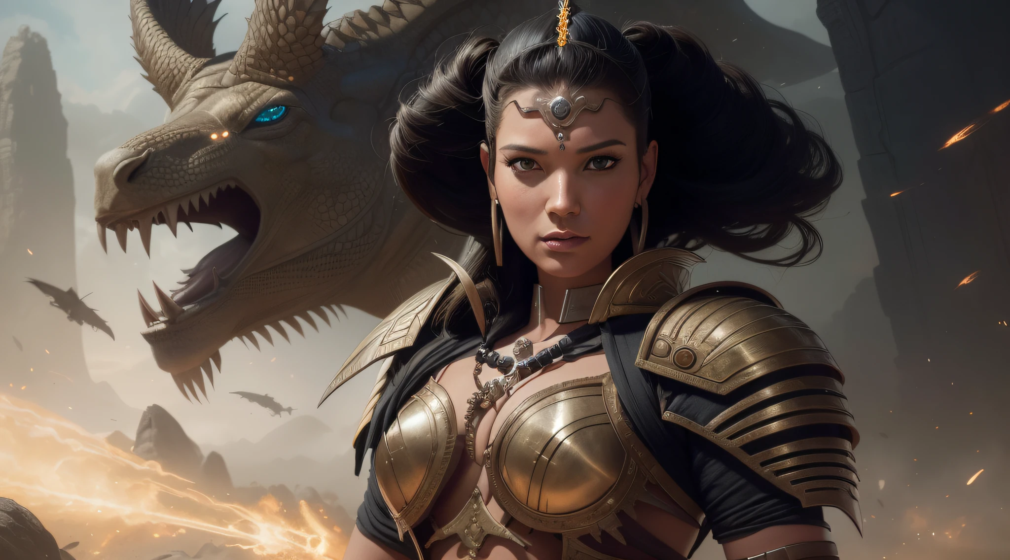 closeup portrait shot of a female Aztek Warrior in an epic battle environment, intricate, elegant, highly detailed, centered, digital painting, artstation, concept art, smooth, sharp focus, illustration, artgerm, tomasz alen kopera, peter mohrbacher, donato giancola, joseph christian leyendecker, wlop, boris vallejo