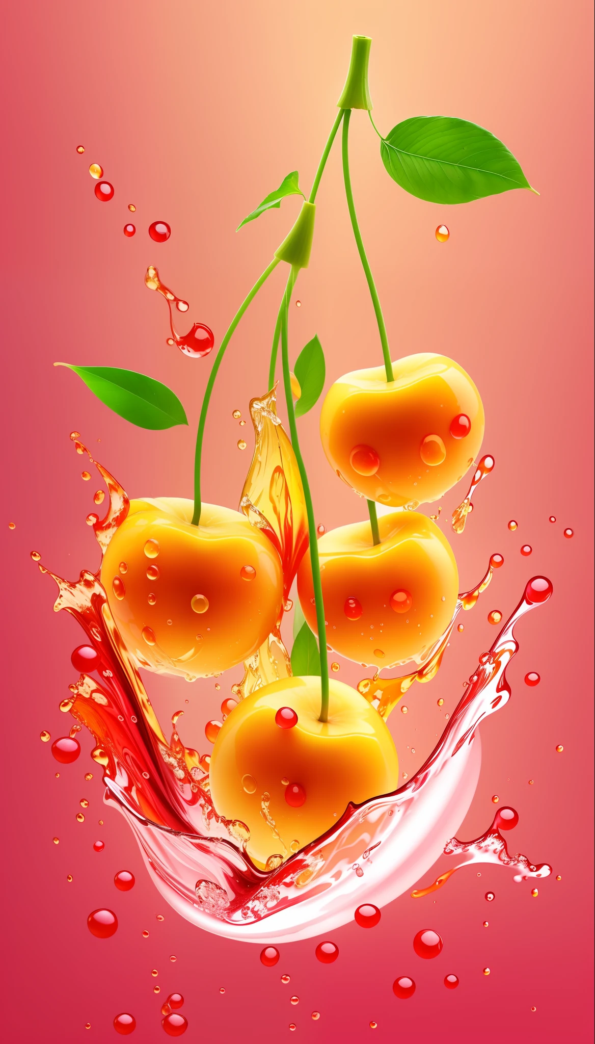 Close up of fruit splashed on bananas and oranges, colorful hd picure, cherry explosion, 4 k hd wallpapear, cherries, amazing wallpapers, Fruits, wallpaper hd, wallpaper mobile, personal profile picture, wallpaper - 1 0 2 4, author：Cherry fountain, berries dripping juice, digital art picture, Inspired by the cherry fountain, wallpaper hd