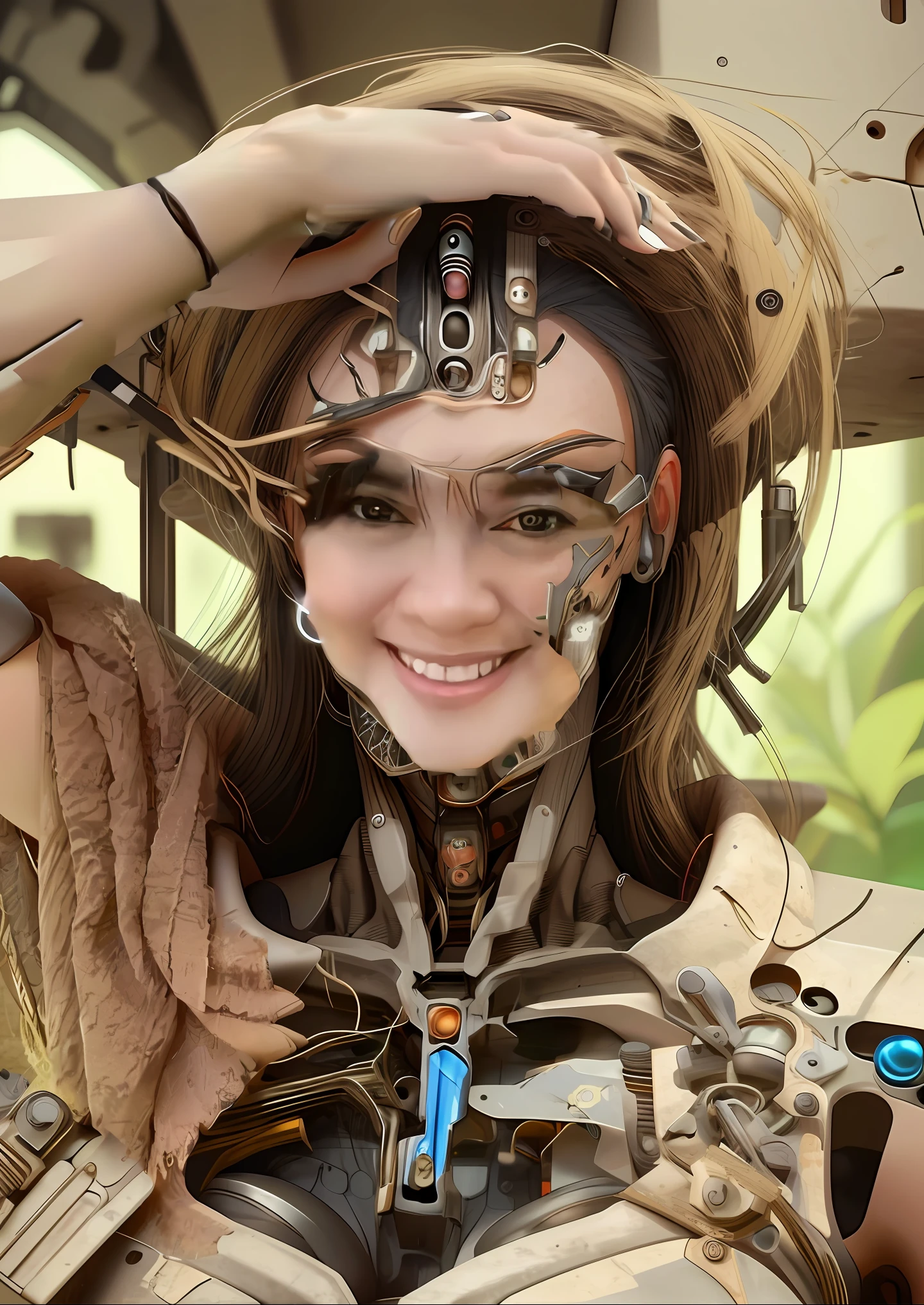 Woman Cyborg Scary Sensual Detailed 6K Full Focus Part Of Face Robotic Full Of Sharp Details Rich In Detail