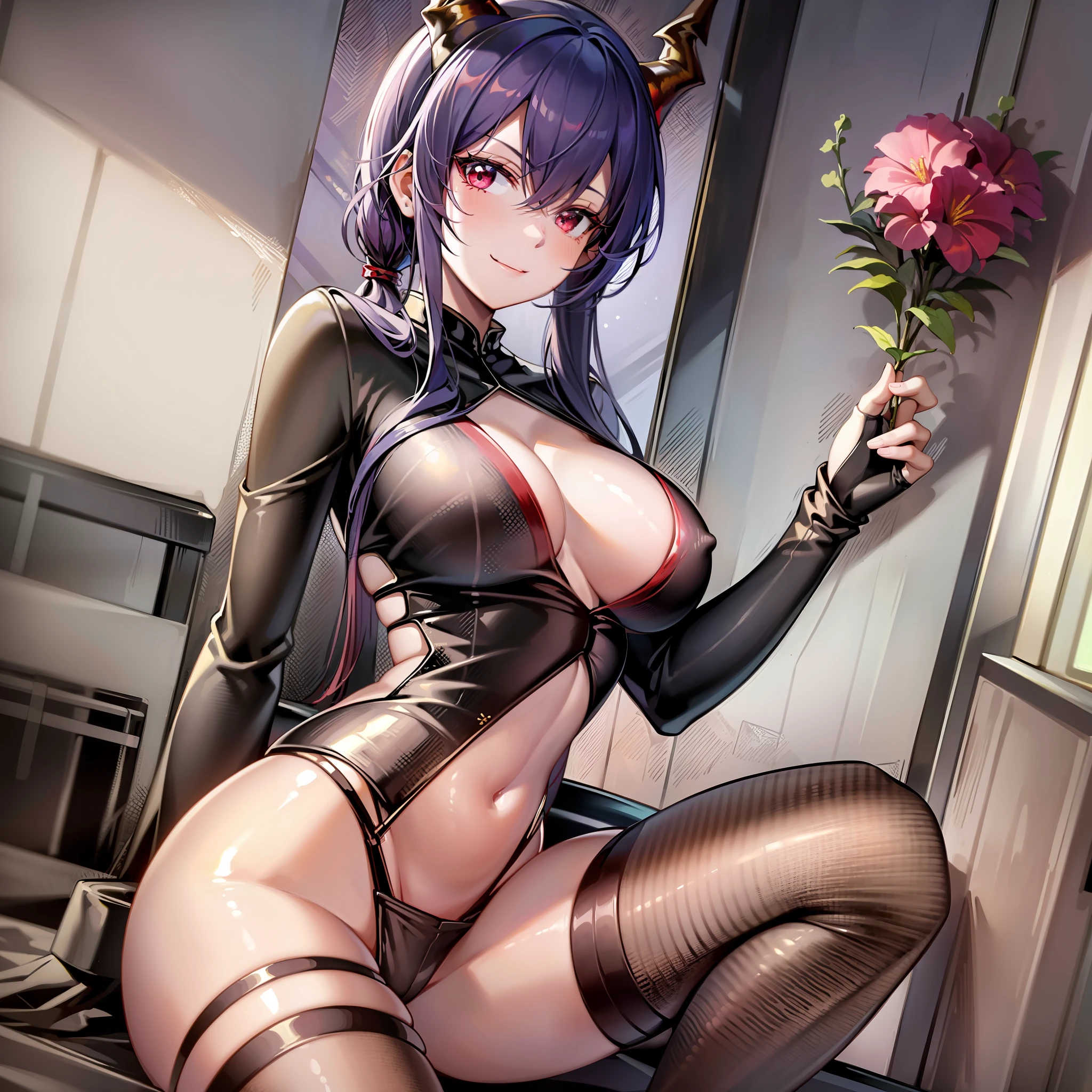 masterpiece, best quality, 8k, highres, 1girl, seductive, spider suit,innocent smile,