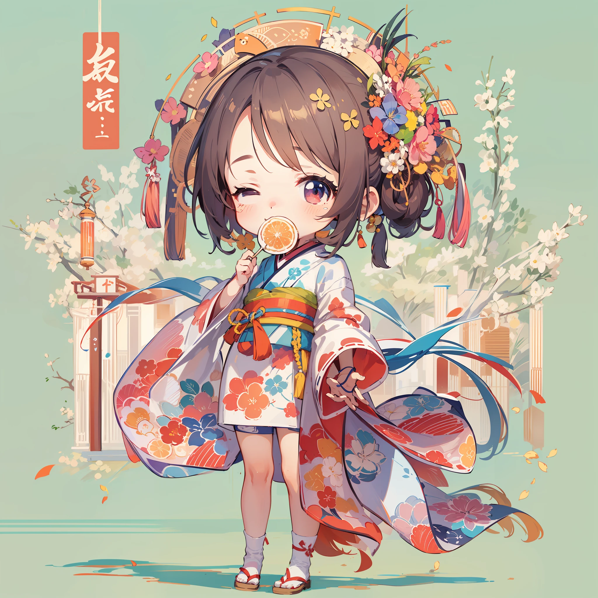 Chibi:1.5,Komono,Girl in Yukata,Blowing in the wind,Summer Festivals,natta,food stand,Spirit Stream,Big  Fireworks,poneyTail,(masutepiece: 1.3), (exquisite detailing: 1.2), Delicate and beautiful details, (Eye Detail), (Facial Detailed), (Highest Quality) :1.4), (Hyper-Resolution: 1.2), (very detailed illustration),Best Quality,depth of fields, Wide light, natural shadows