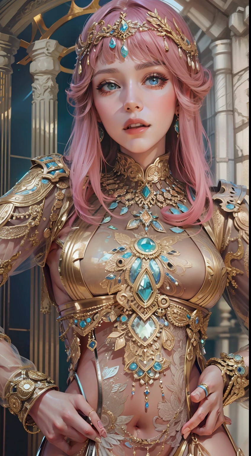 Beautiful woman in intricate Bold and Sequined Outfit
