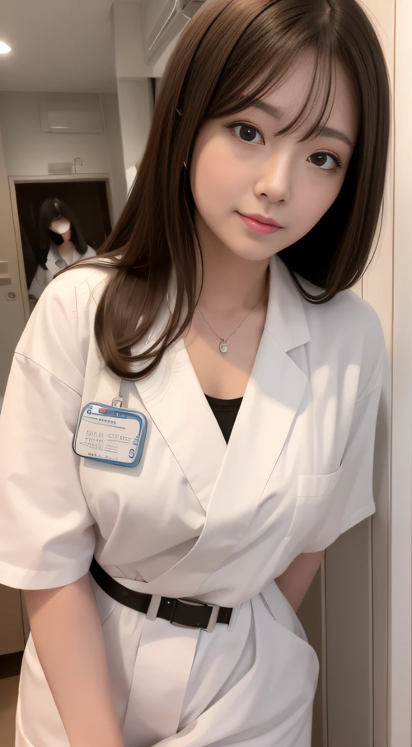 hightquality、​masterpiece、ultra res、a beauty girl、cute girl face、hospitals、nurse、Wearing nurse clothes、full bodyesbian、Famous actresses of Japan、very beautif、A sexy