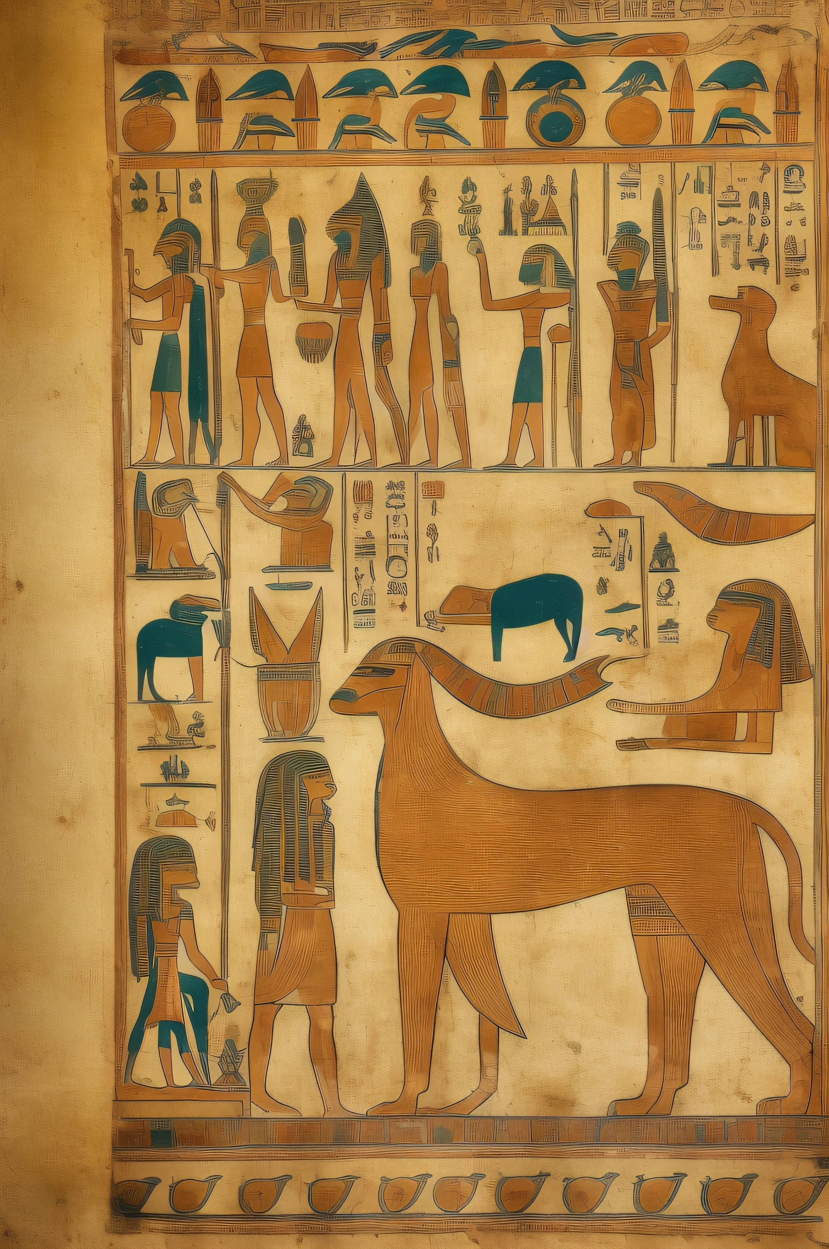 A esfinge em formato canino, dog appearance, Ancient Egyptian art in the desert