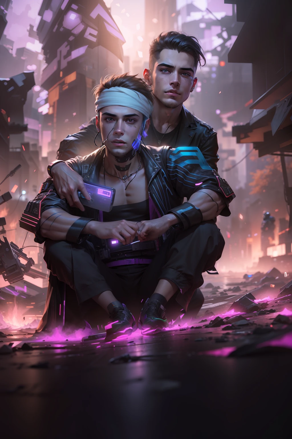 Change background cyberpunk handsome boy, same face, realistic face, 8k, ultra realistic