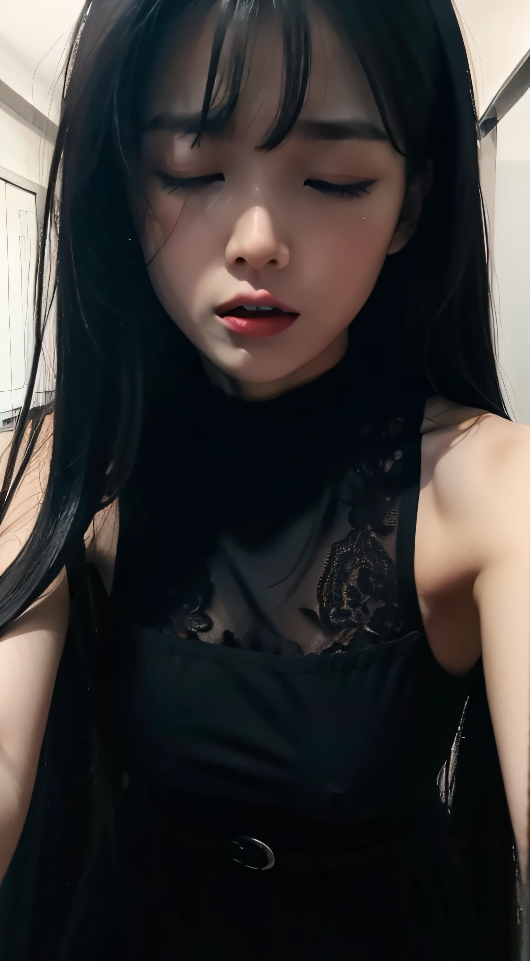 black color dress,weeping ,Extremely exciting,Suffocating,Can't breathe,climaxing