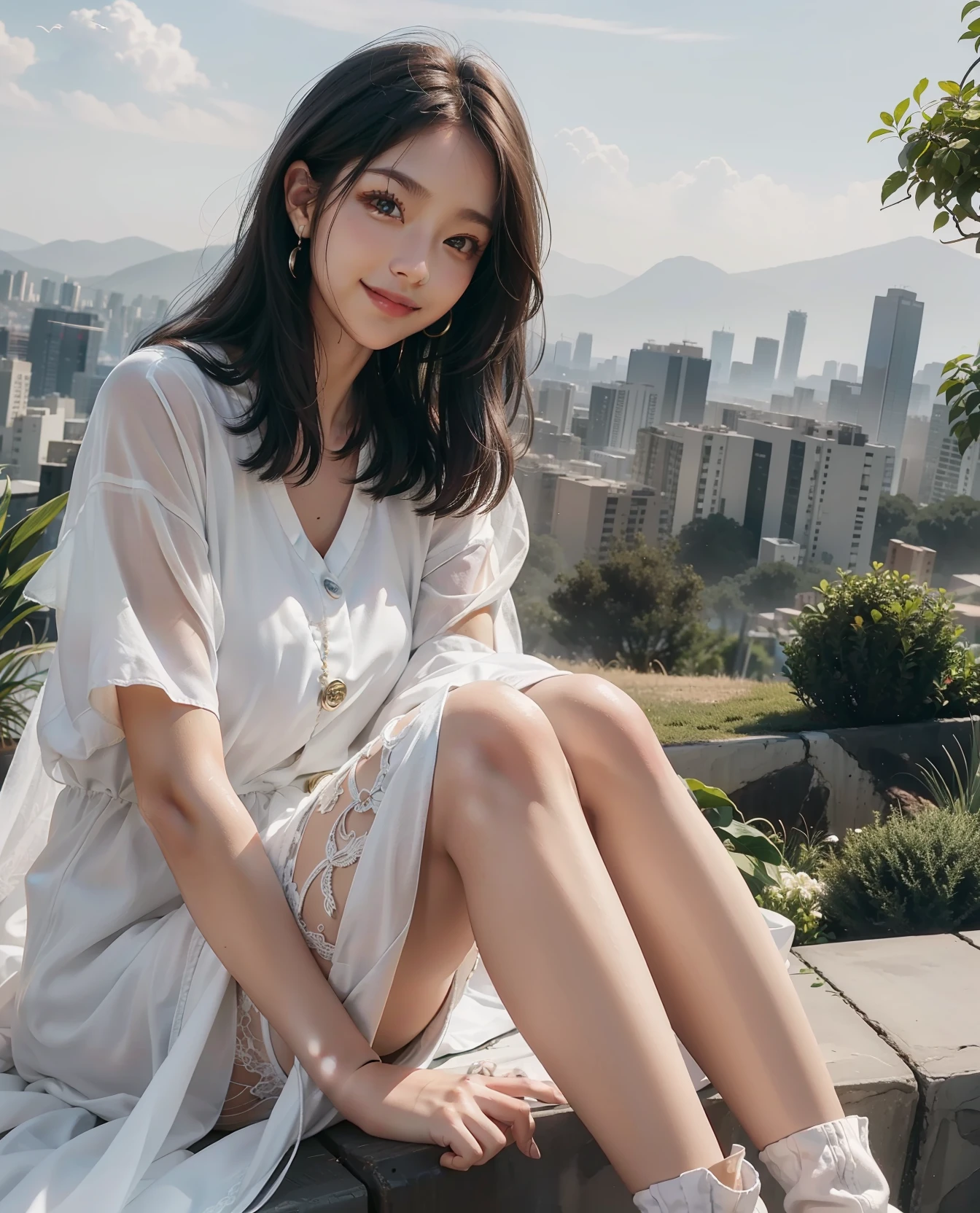 high qulity，highest  quality，4K，High fine-grainedness，White skin of the，Glowing skin，ssmile，Raised sexy
